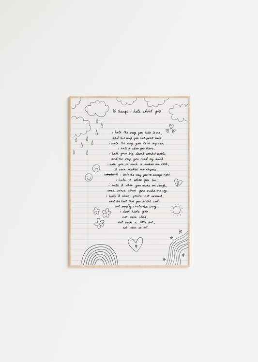 10 Things I Hate About You Quote Print