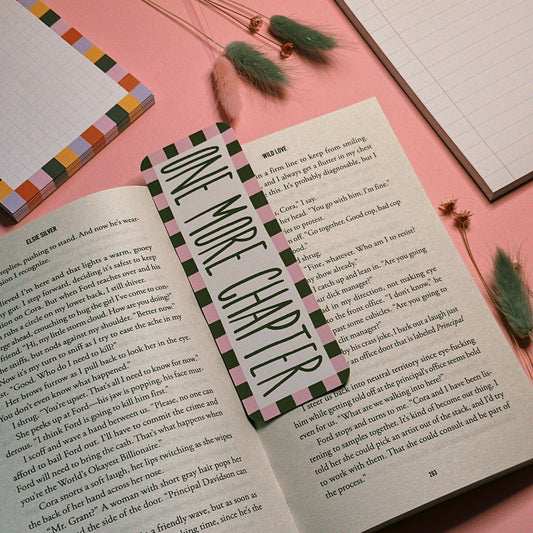 One More Chapter Bookmark Green and Pink