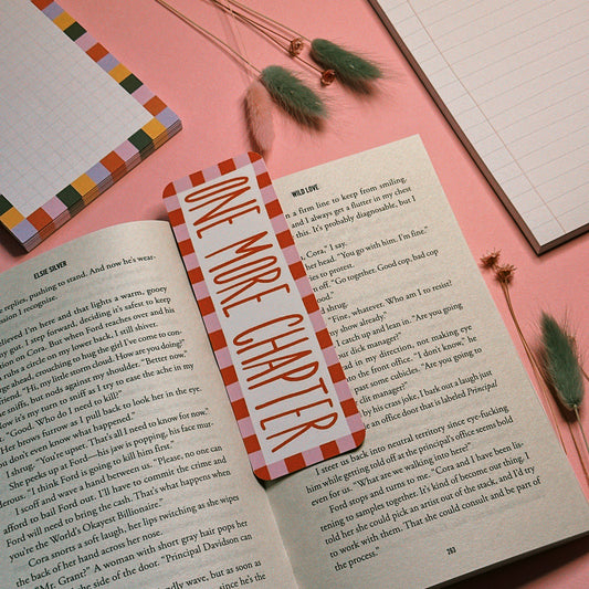 One More Chapter Bookmark Red and Pink