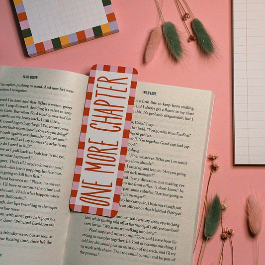 One More Chapter Bookmark Red and Pink