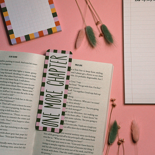 One More Chapter Bookmark Green and Pink