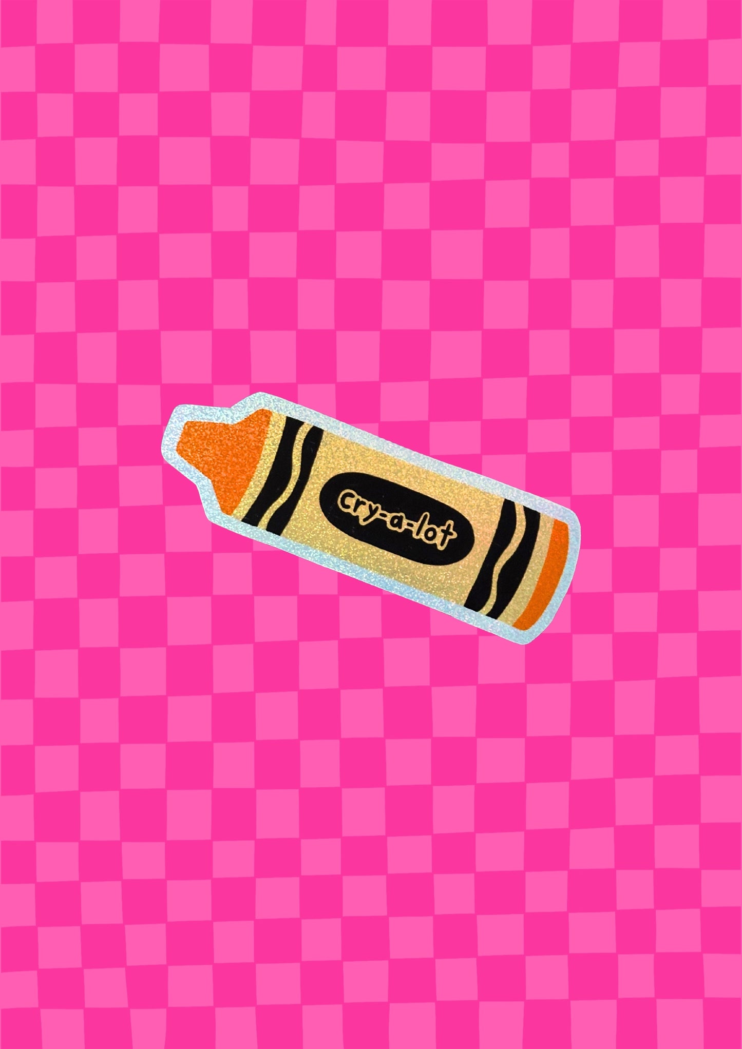 Orange Cry-A-Lot Crayon Holographic Glitter Vinyl Sticker
