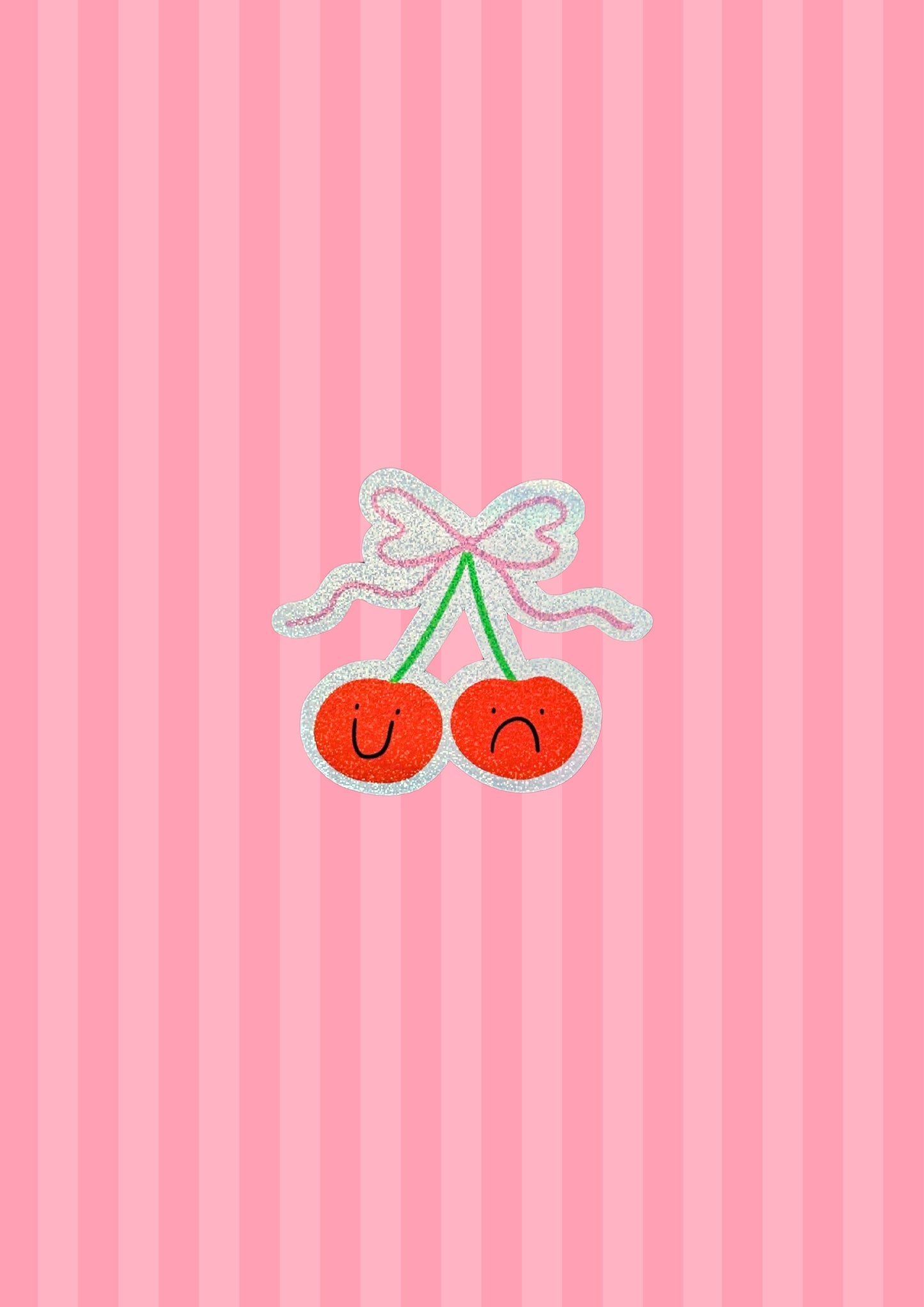 Bow Cherries Glitter Vinyl Sticker
