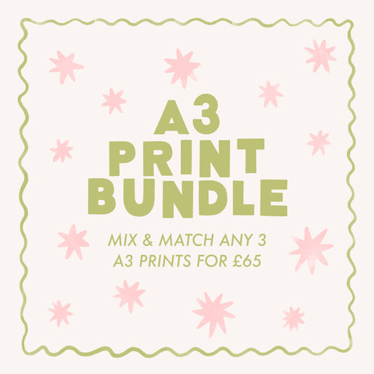 A3 Print Bundle, Choose Any 3 Prints, Mix & Match Prints