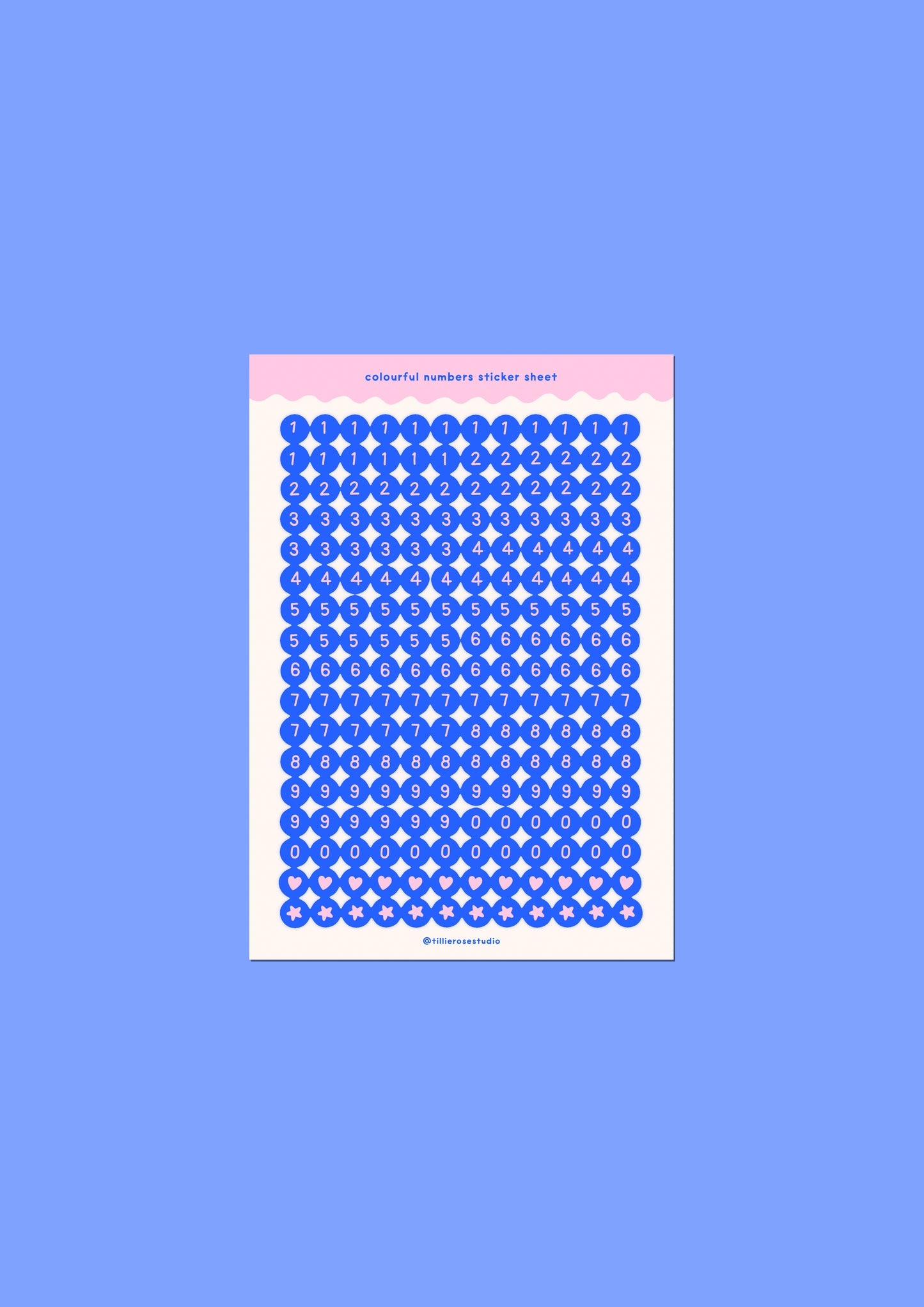 Blue and Pink Number Bead Sticker Sheet