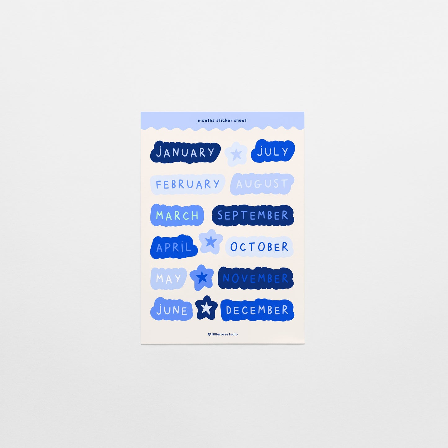 Big Blue Months Sticker Sheet
