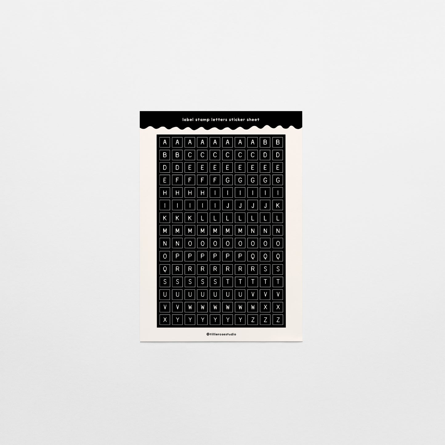 Black Label Stamp Letter Sticker Sheet