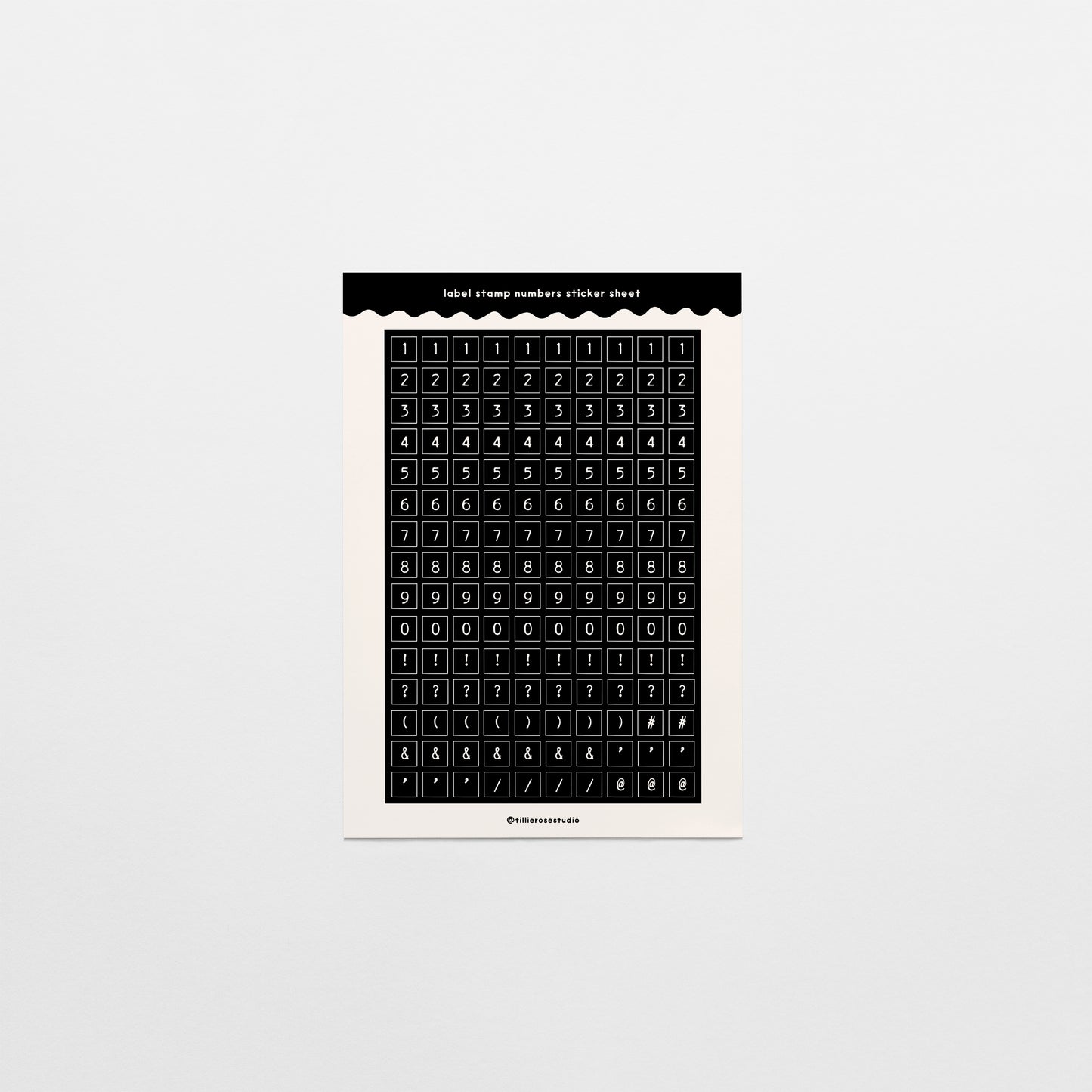 Black Label Stamp Number & Punctuation Sticker Sheet