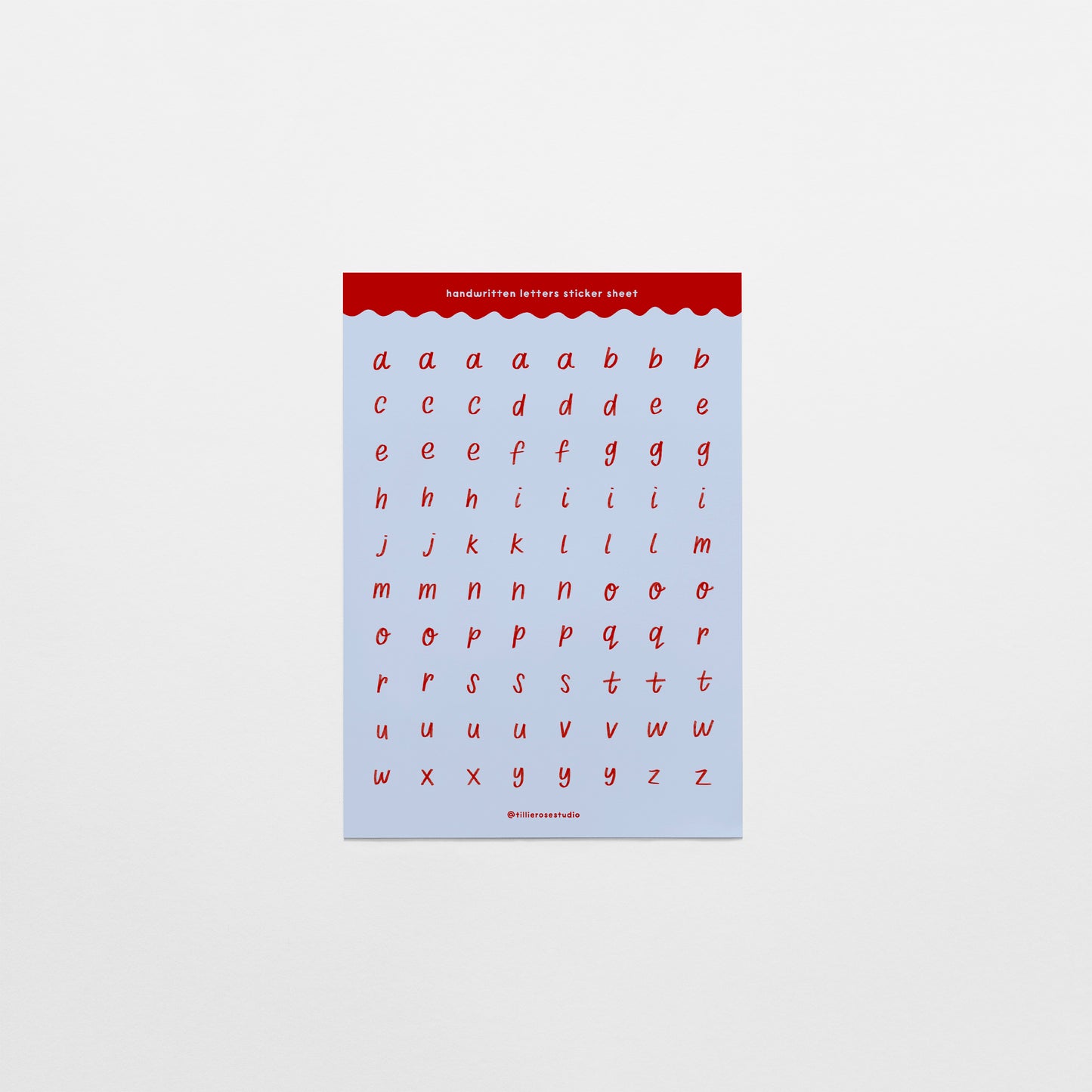 Blue and Red Handwritten Letters Sticker Sheet