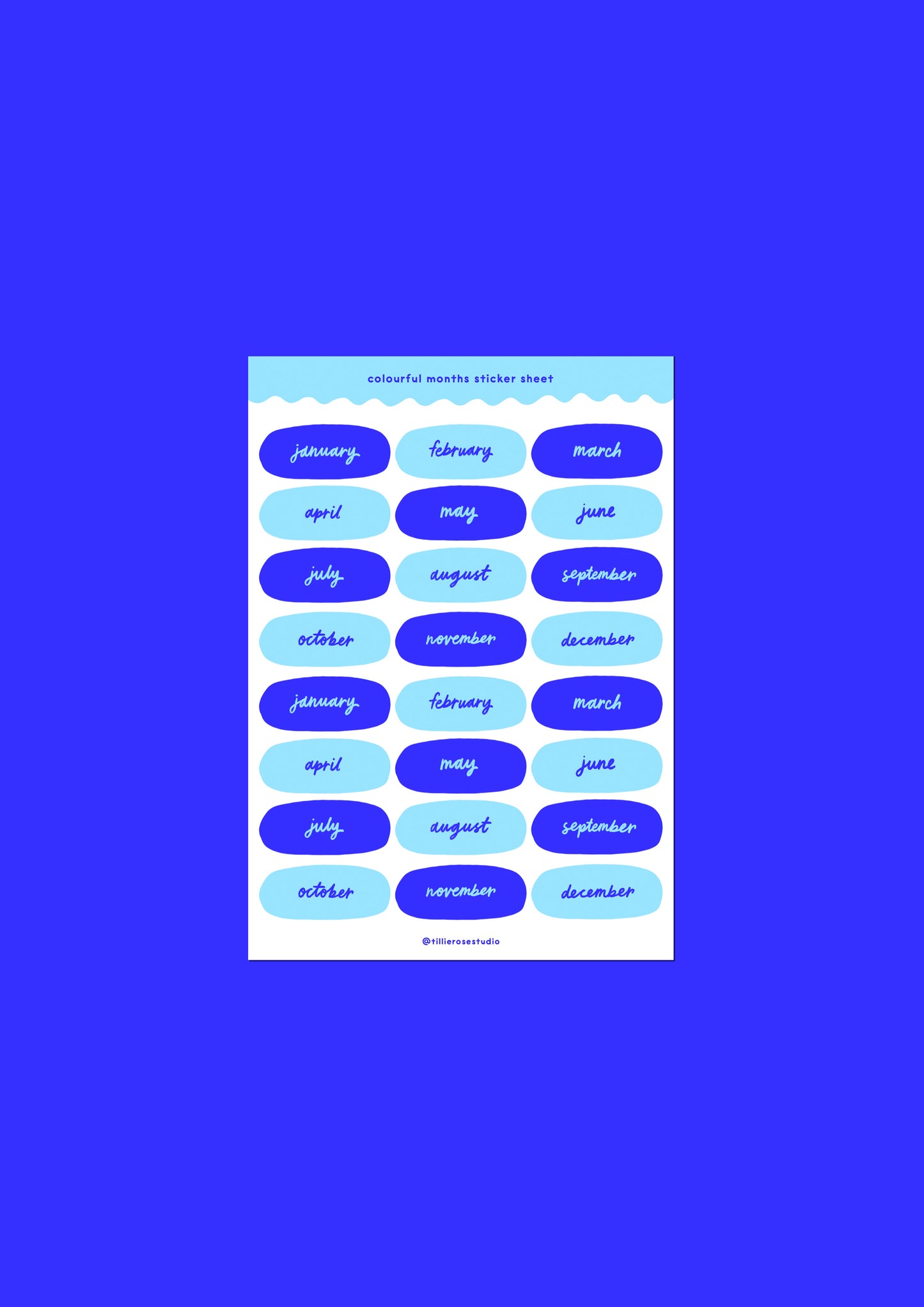 Blue Months Sticker Sheet