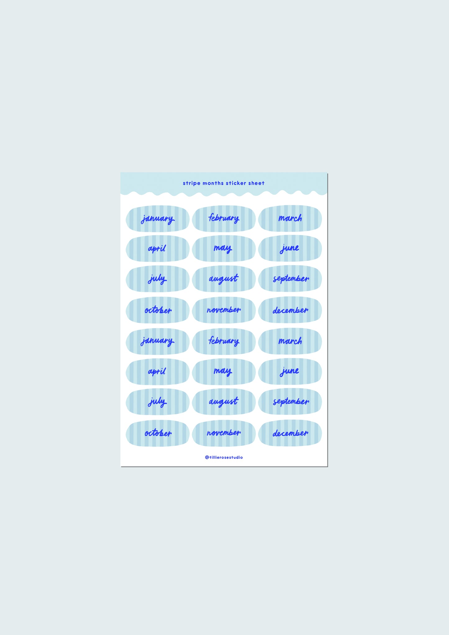 Blue Stripe Months Sticker Sheet