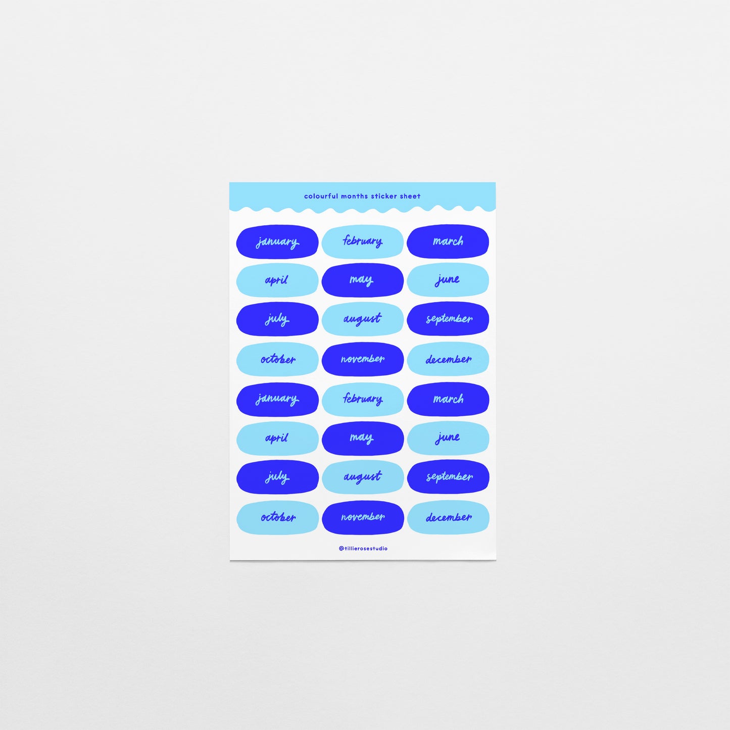 Blue Months Sticker Sheet