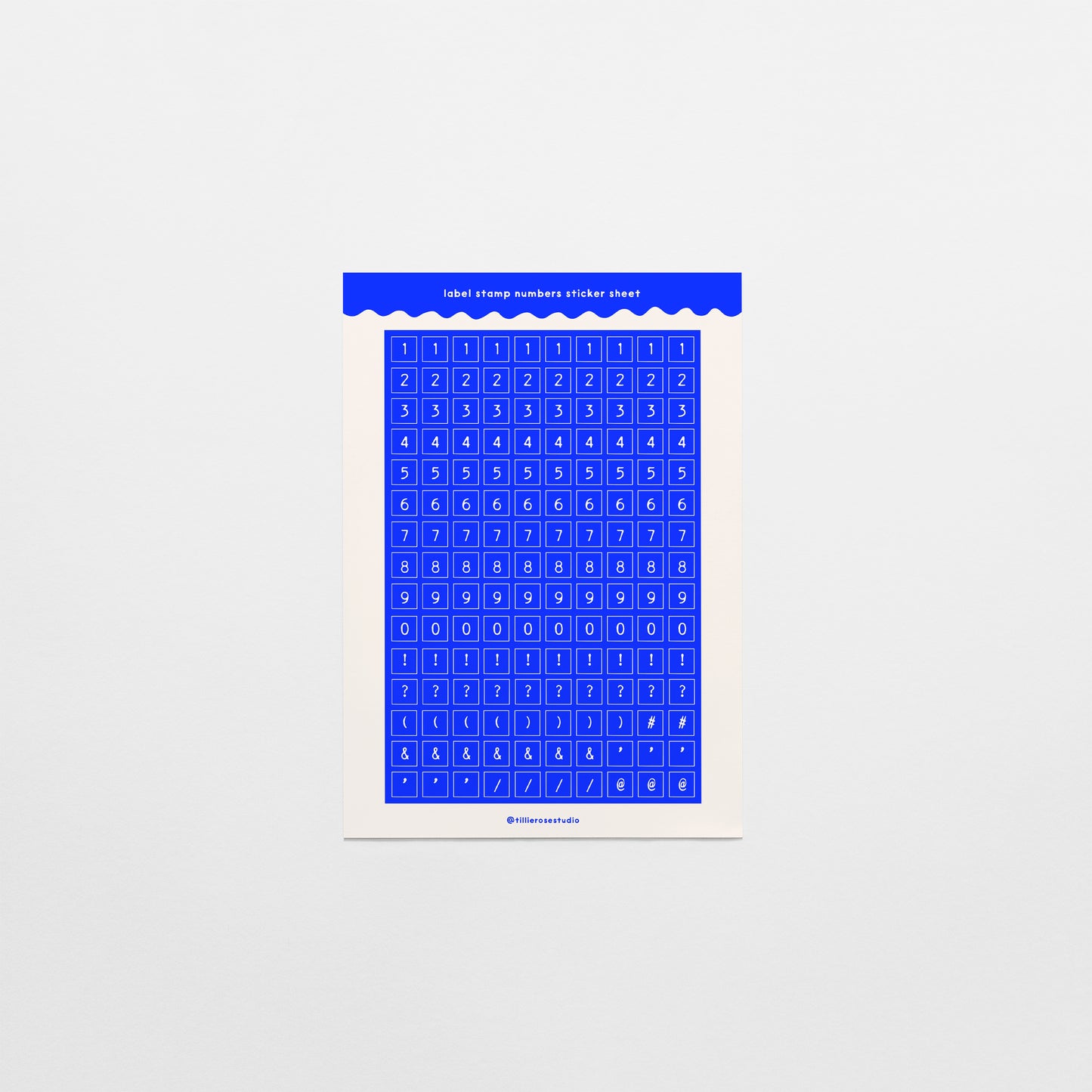 Blue Label Stamp Number & Punctuation Sticker Sheet