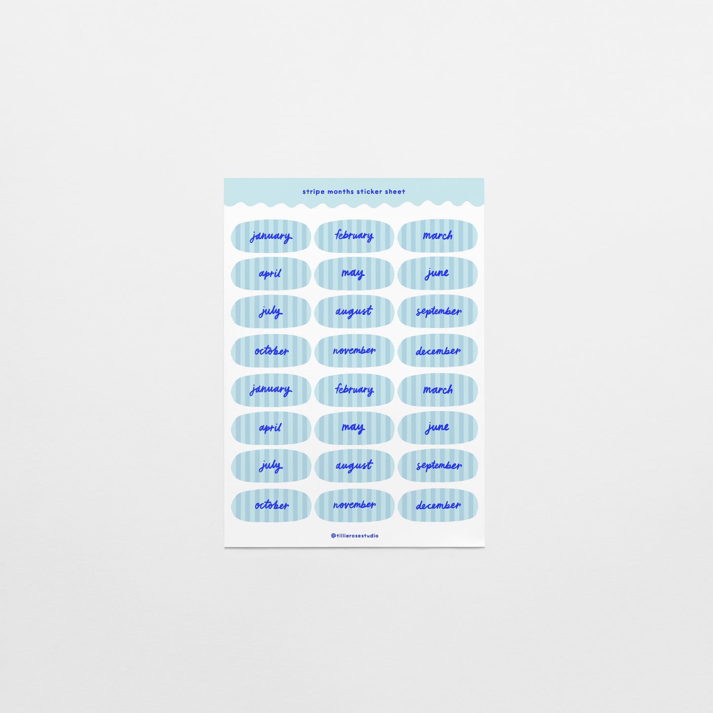 Blue Stripe Months Sticker Sheet