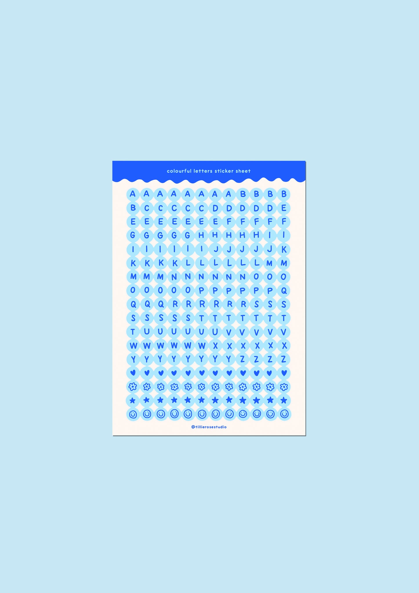 Blue Letter Bead Sticker Sheet