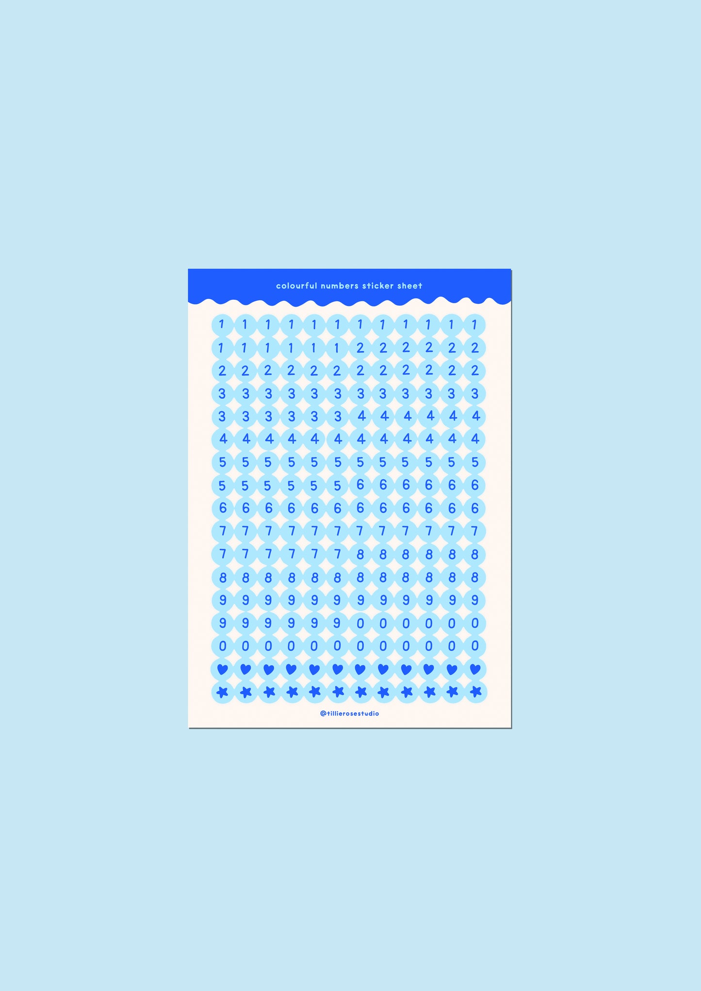 Blue Number Bead Sticker Sheet
