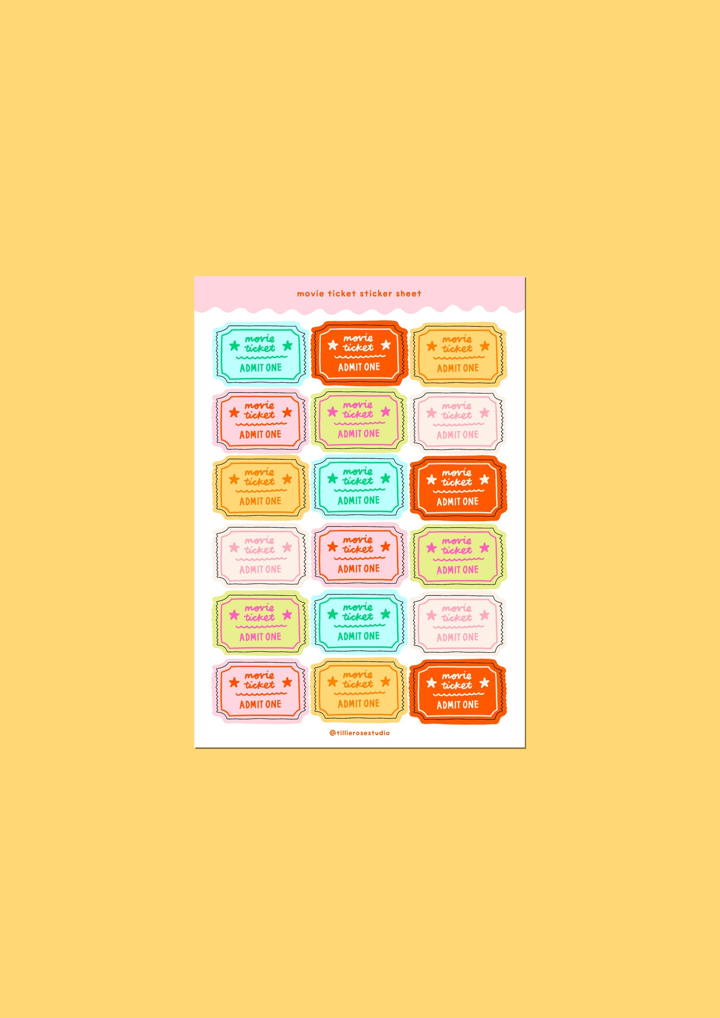 Bright Movie Ticket Sticker Sheet