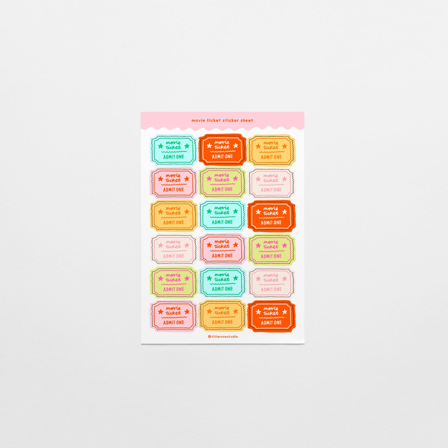 Bright Movie Ticket Sticker Sheet