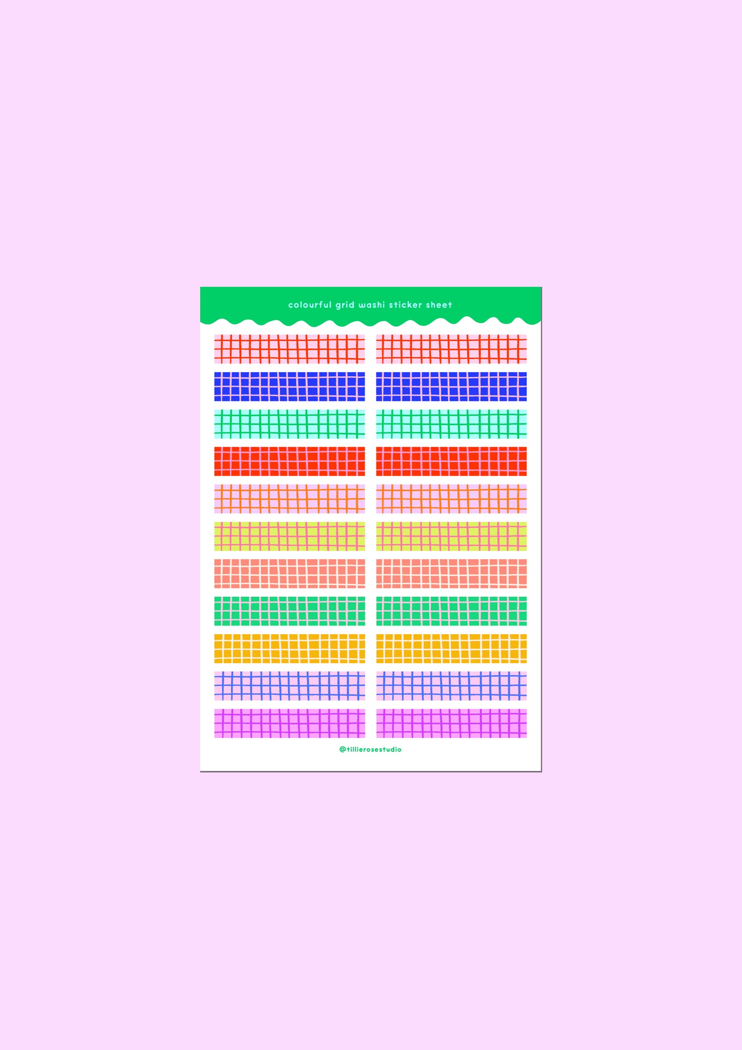 Colourful Grid Washi Sticker Sheet