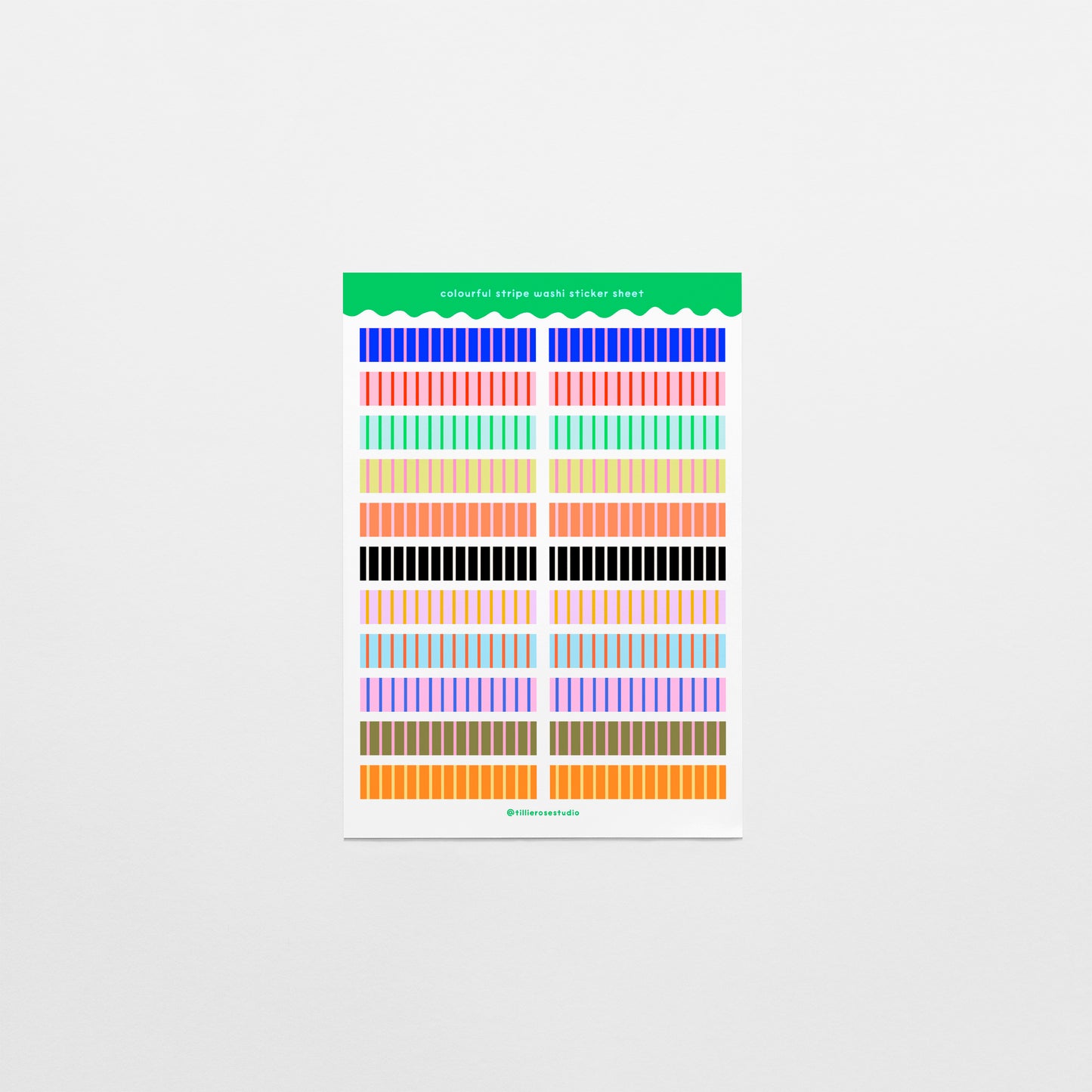 Colourful Stripe Washi Sticker Sheet