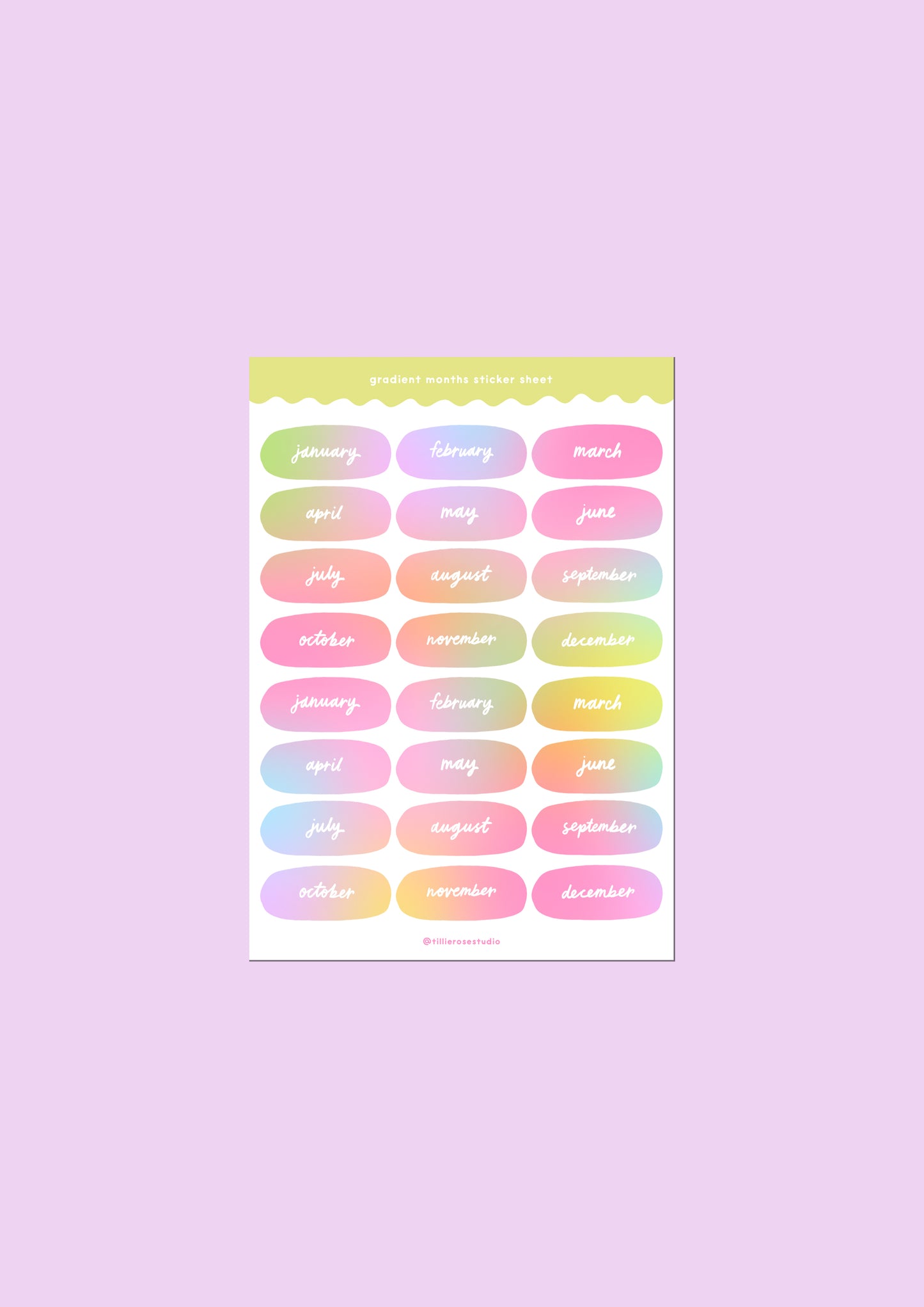Pastel Gradient Months Sticker Sheet