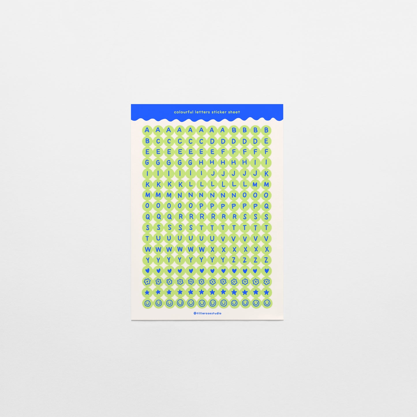 Green and Blue Letter Bead Sticker Sheet