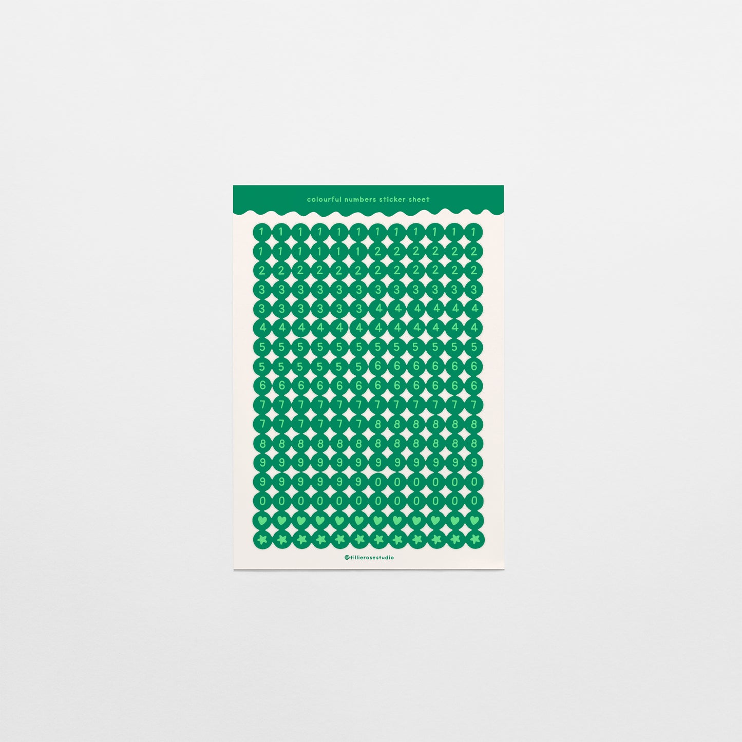 Green Number Bead Sticker Sheet