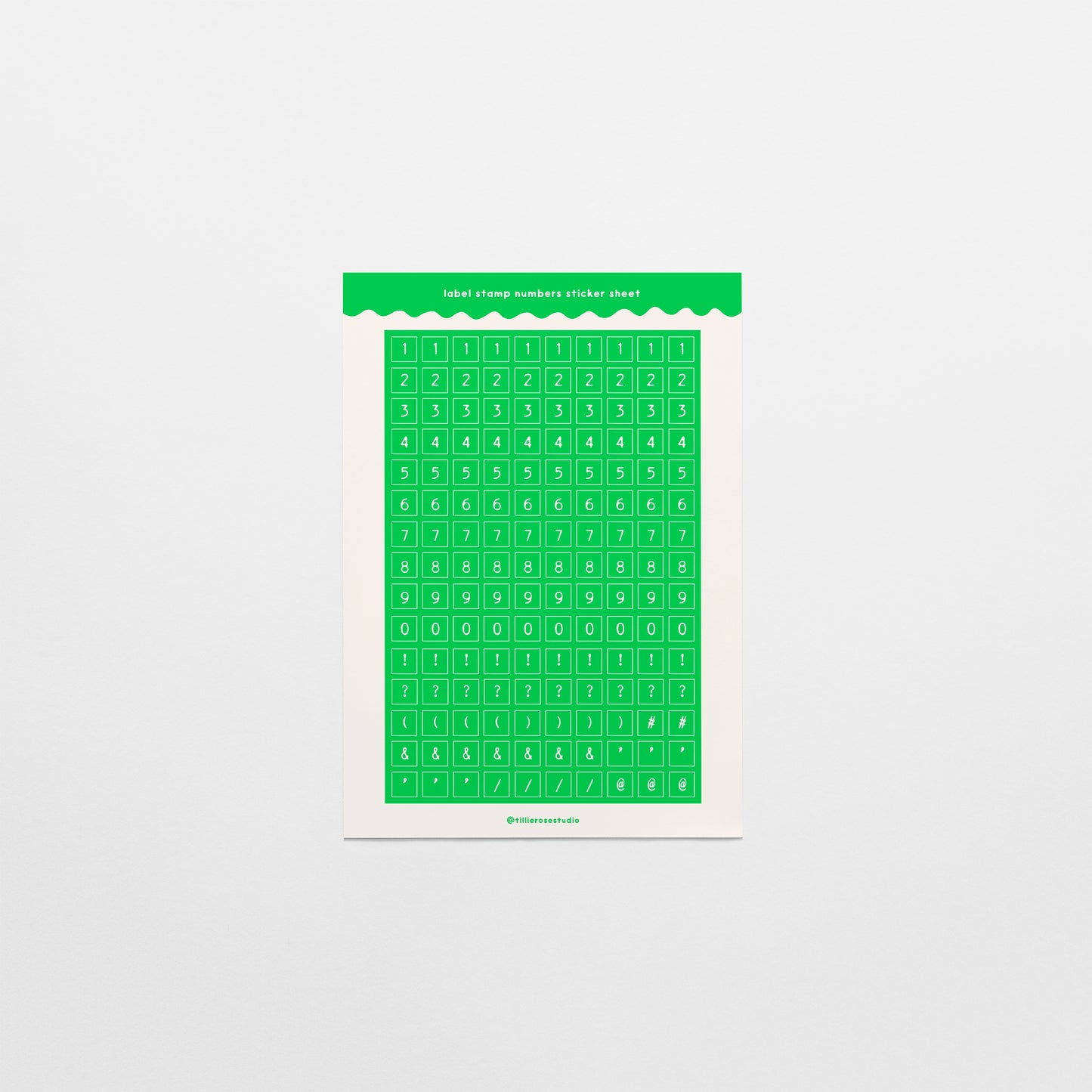 Green Label Stamp Numbers & Punctuation Sticker Sheet