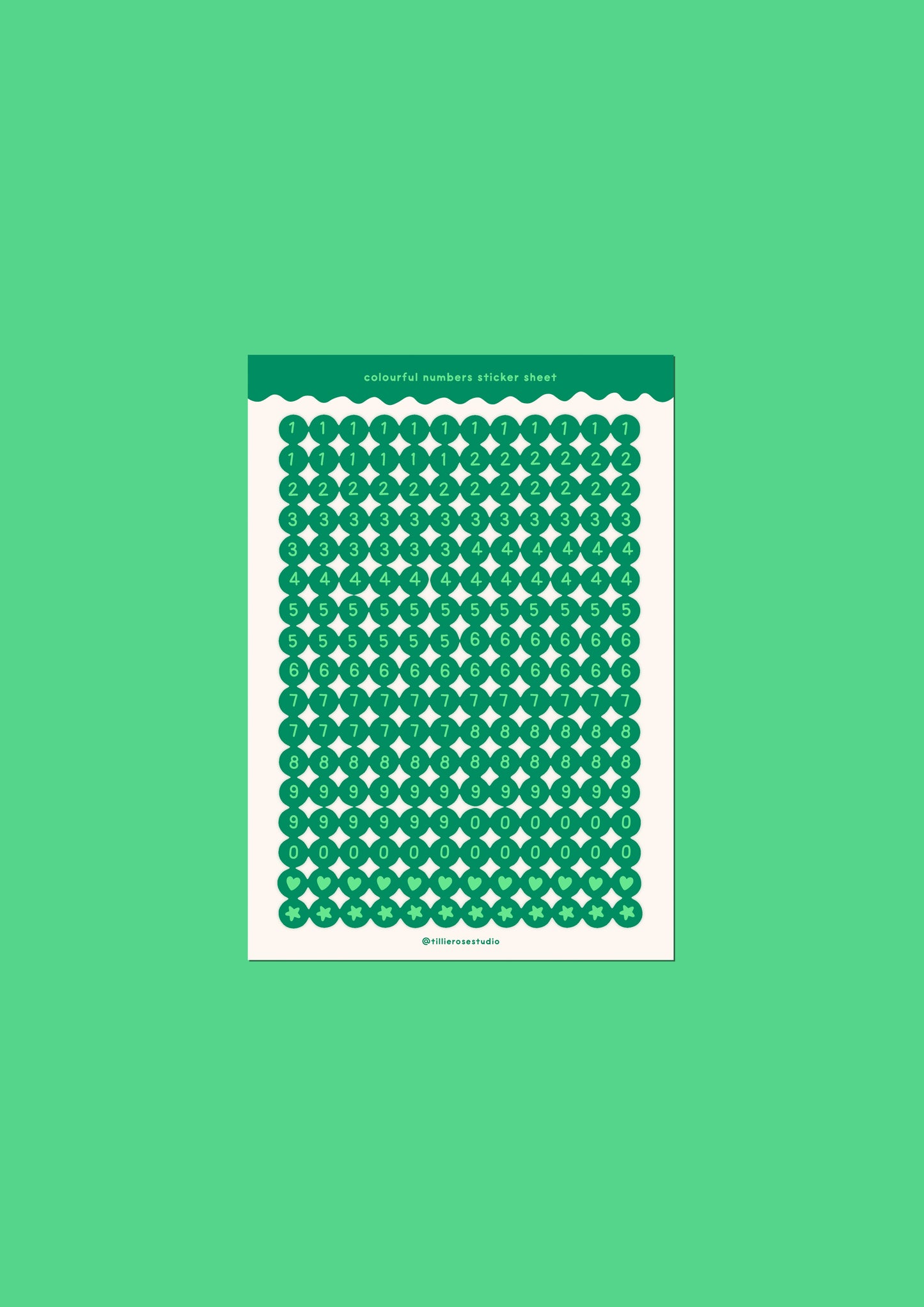 Green Number Bead Sticker Sheet
