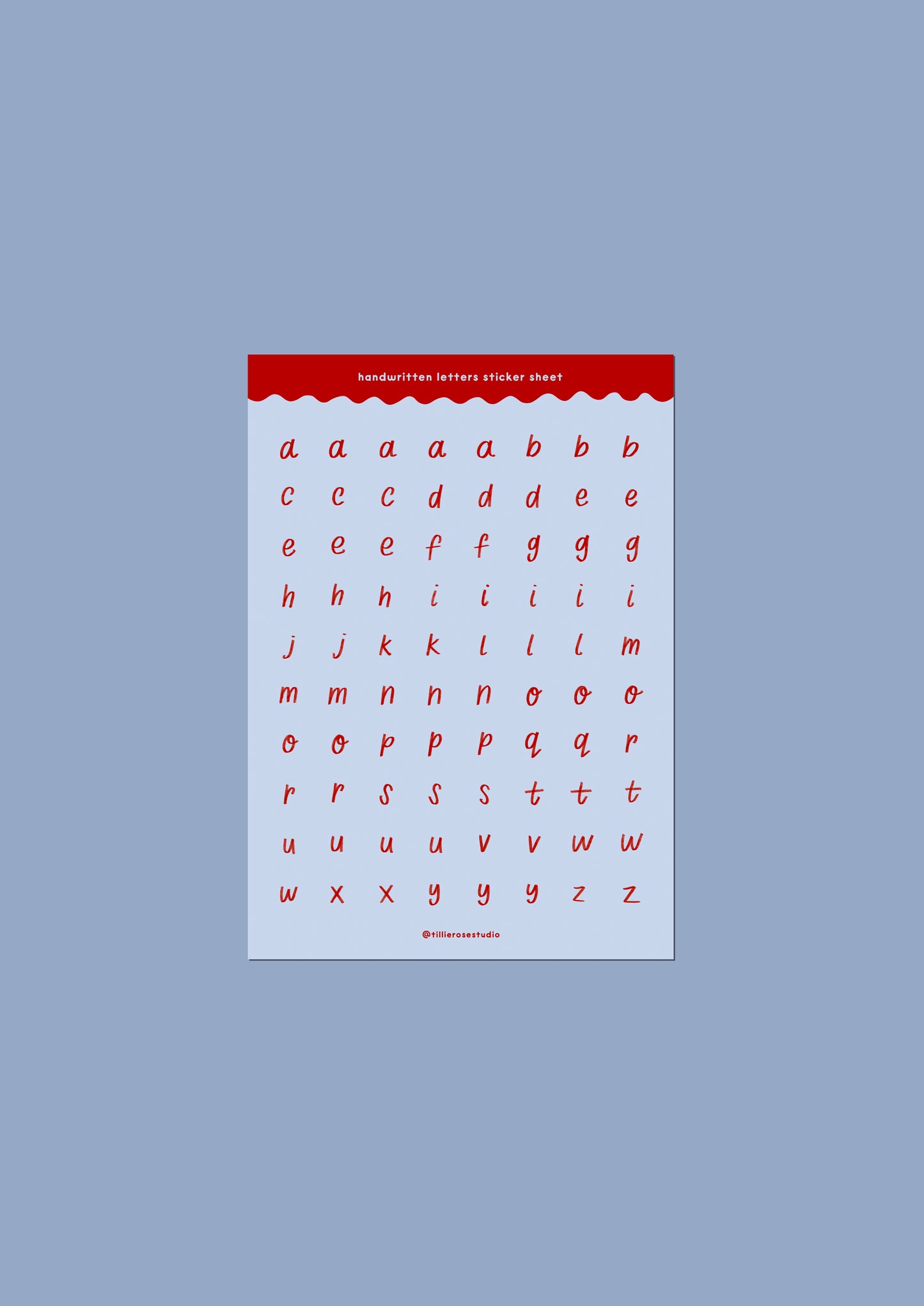 Blue and Red Handwritten Letters Sticker Sheet