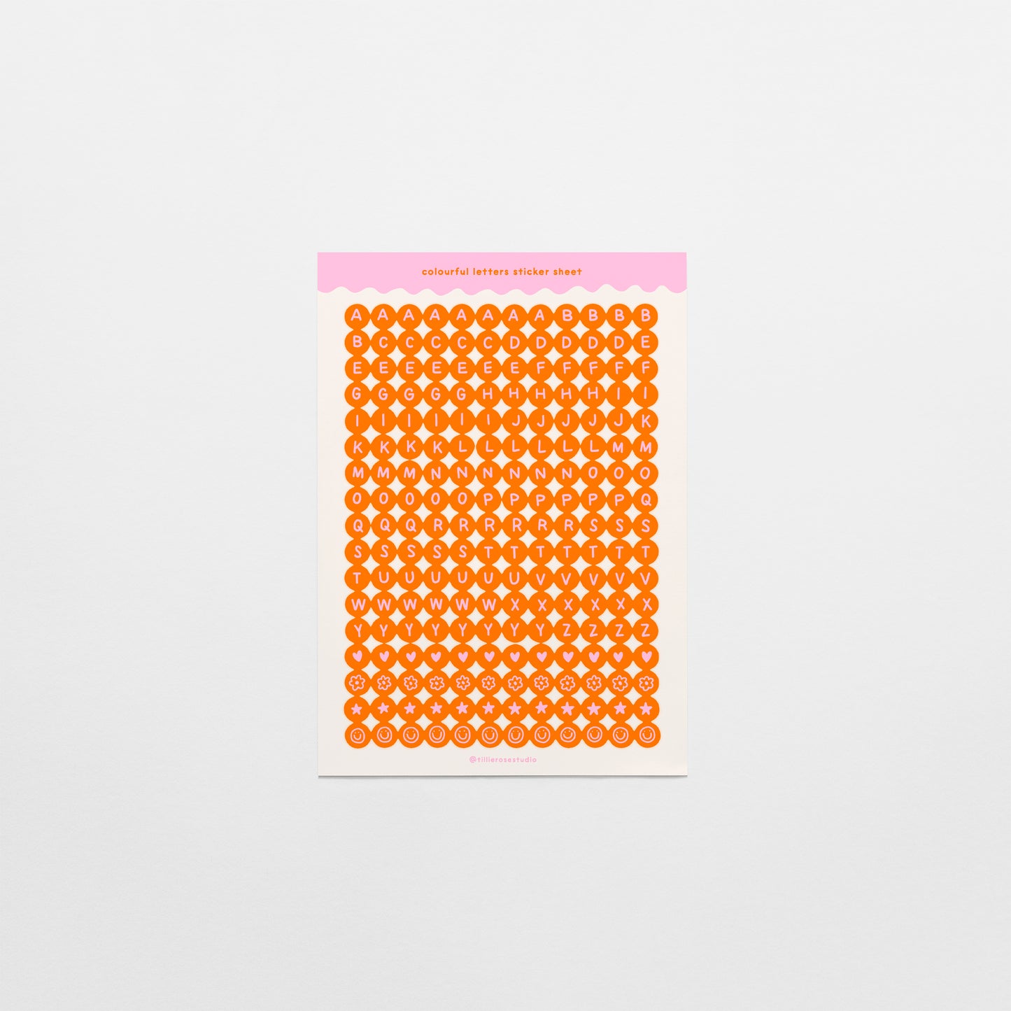 Orange and Pink Letter Bead Sticker Sheet