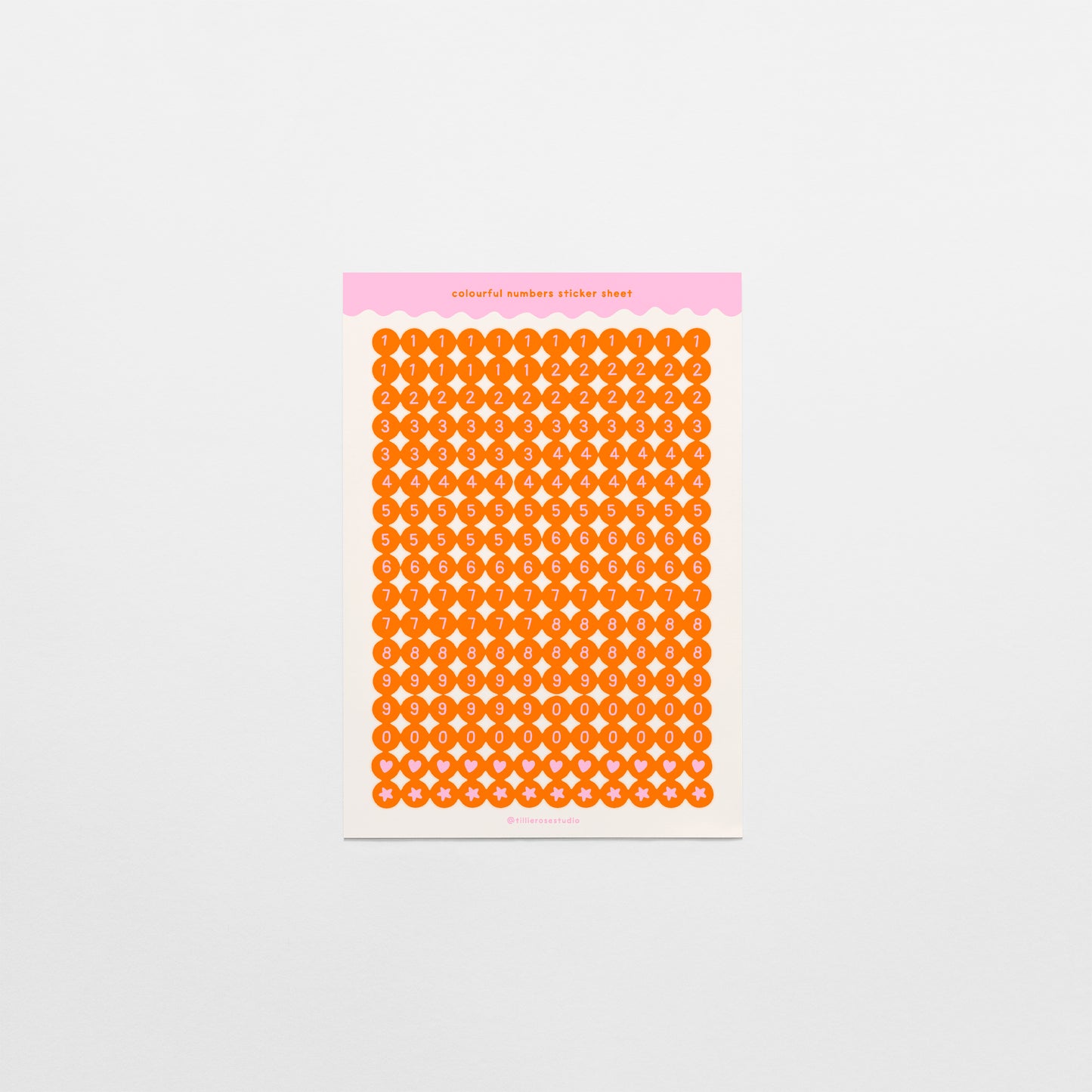 Orange and Pink Number Bead Sticker Sheet