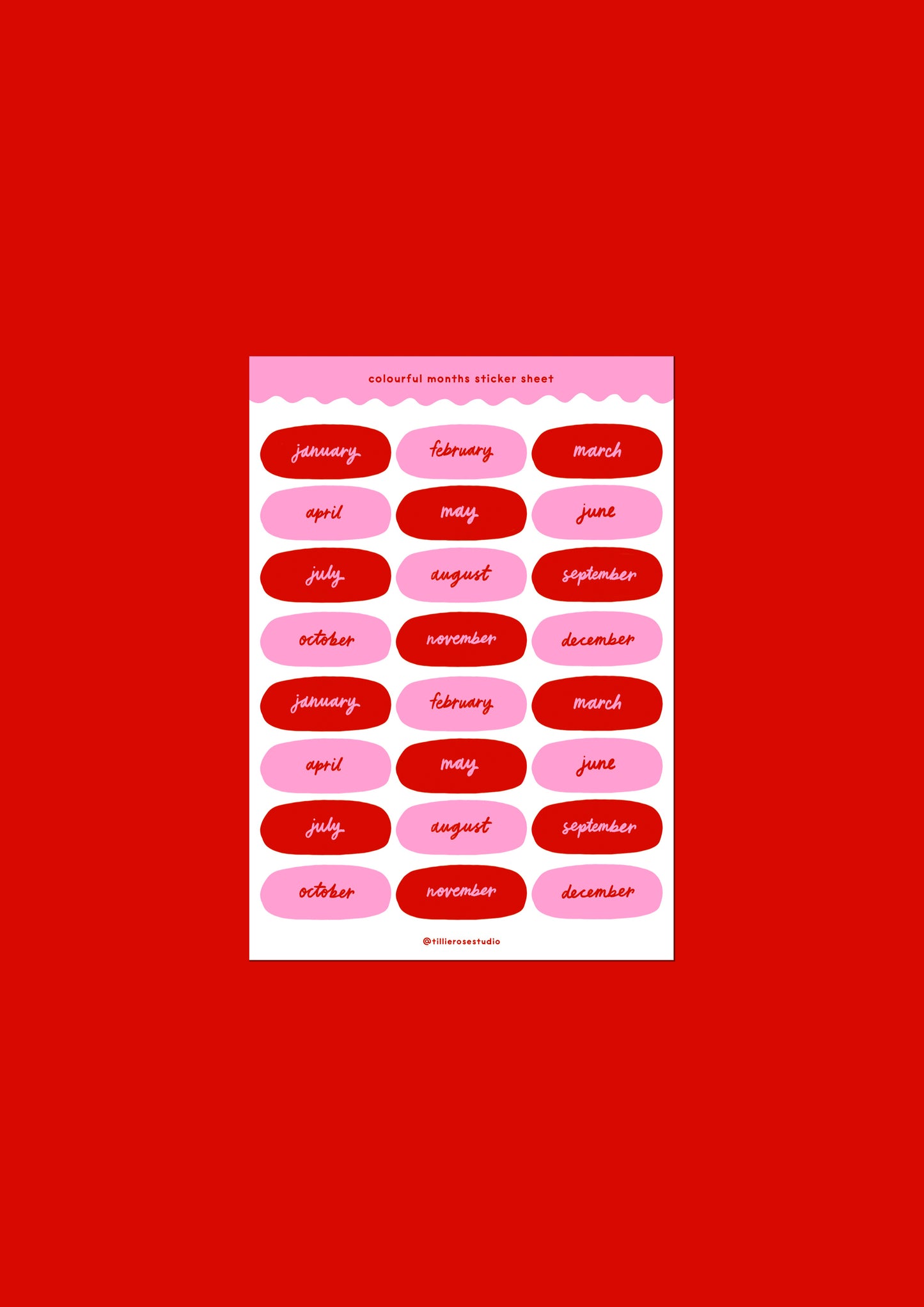 Pink and Red Months Sticker Sheet