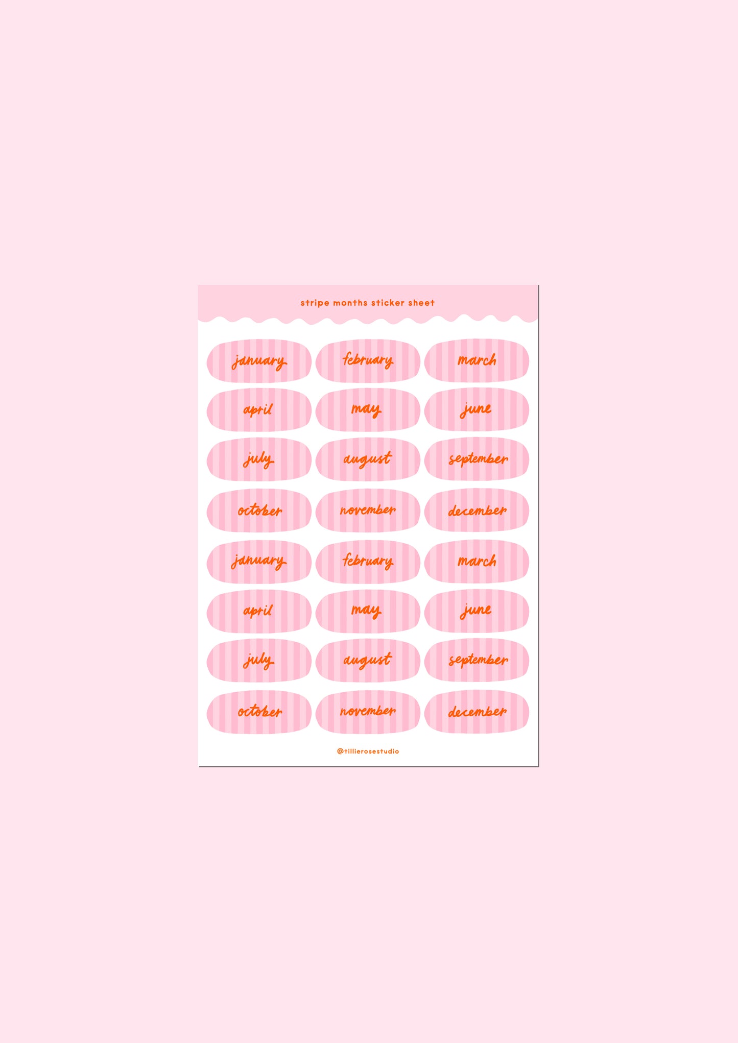 Pink Stripe Months Sticker Sheet