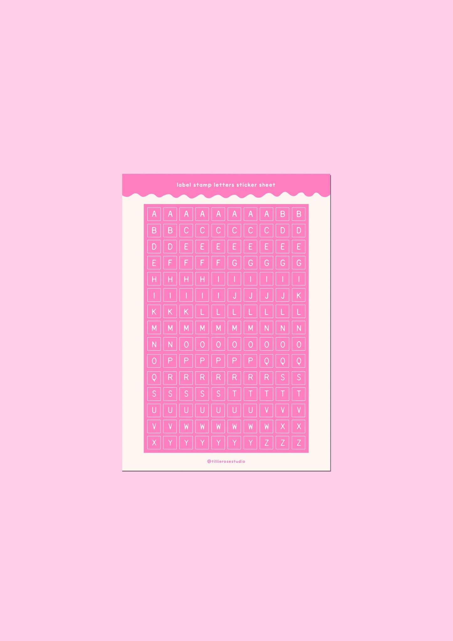 Pink Label Stamp Letter Sticker Sheet