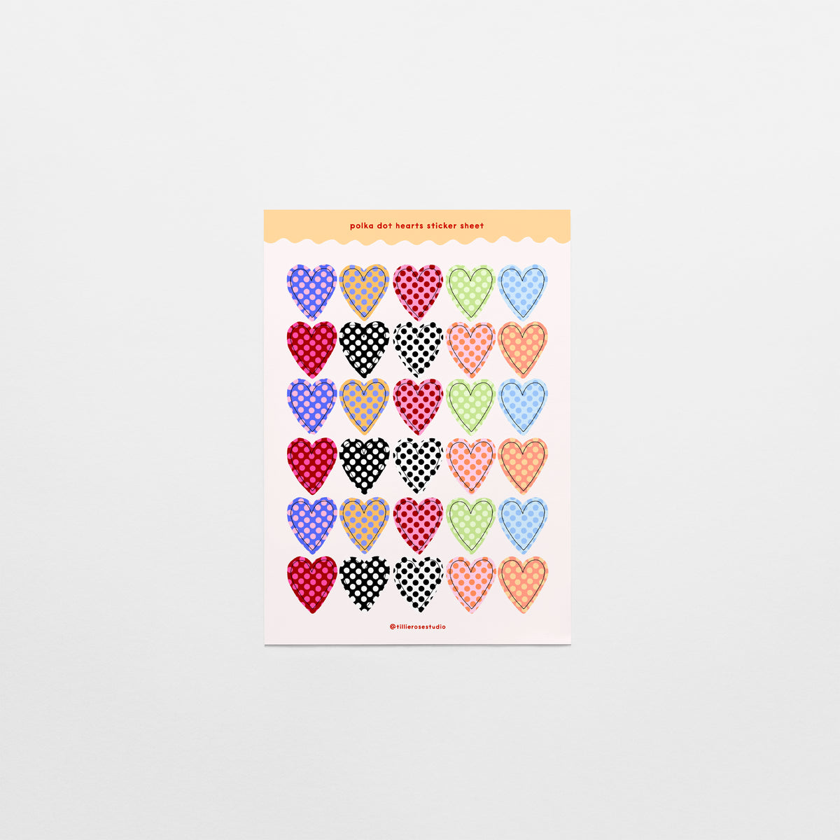 Polka Dot Hearts Sticker Sheet