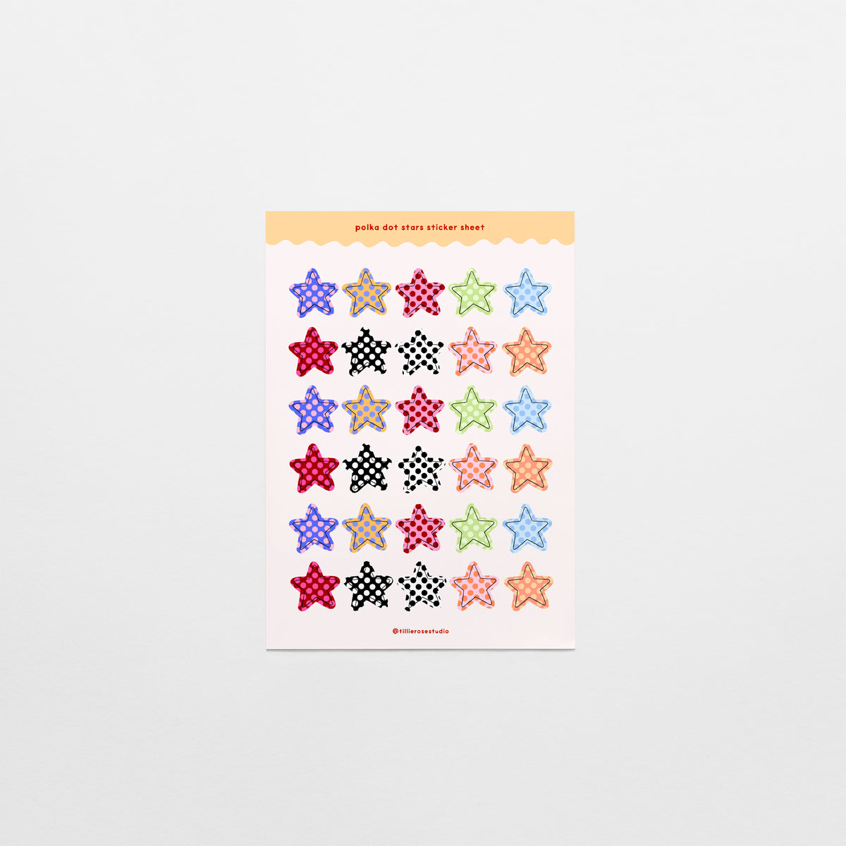 Polka Dot Stars Sticker Sheet