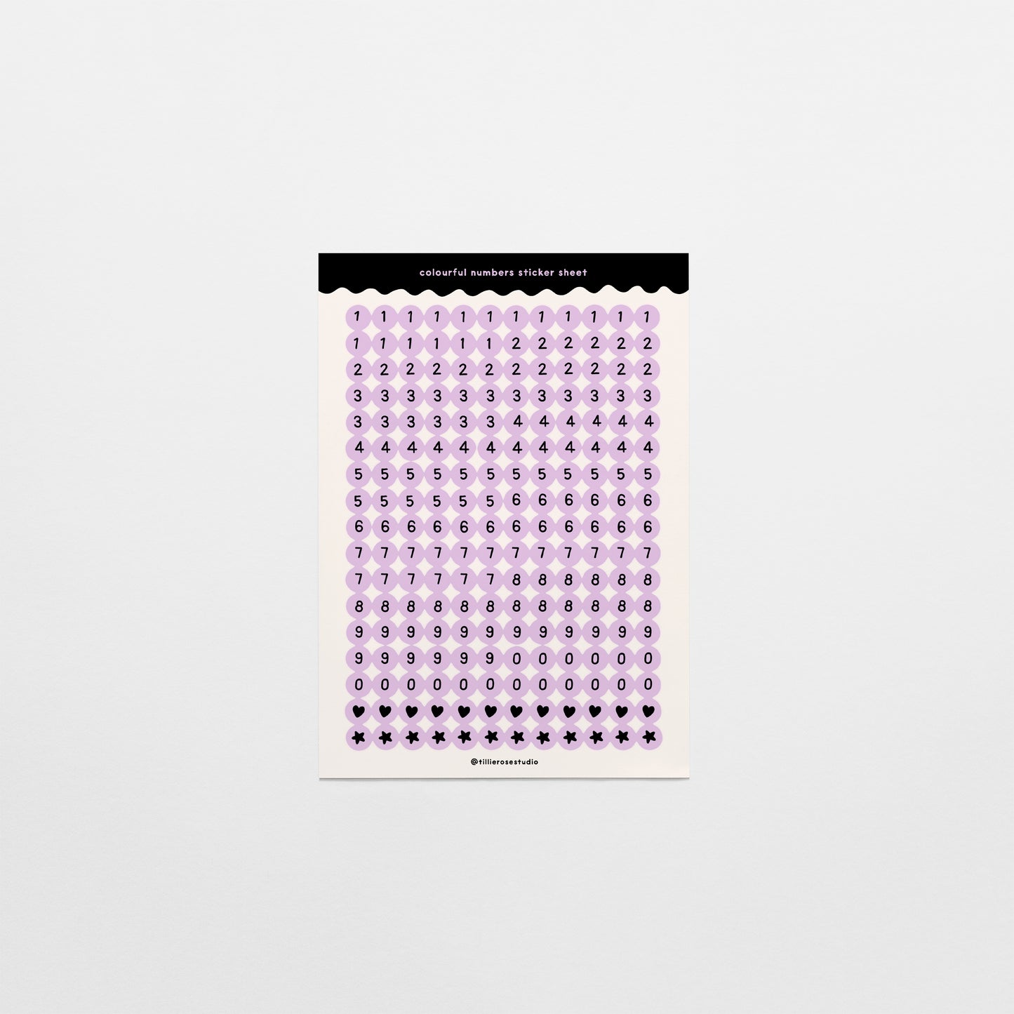 Purple and Black Number Bead Sticker Sheet