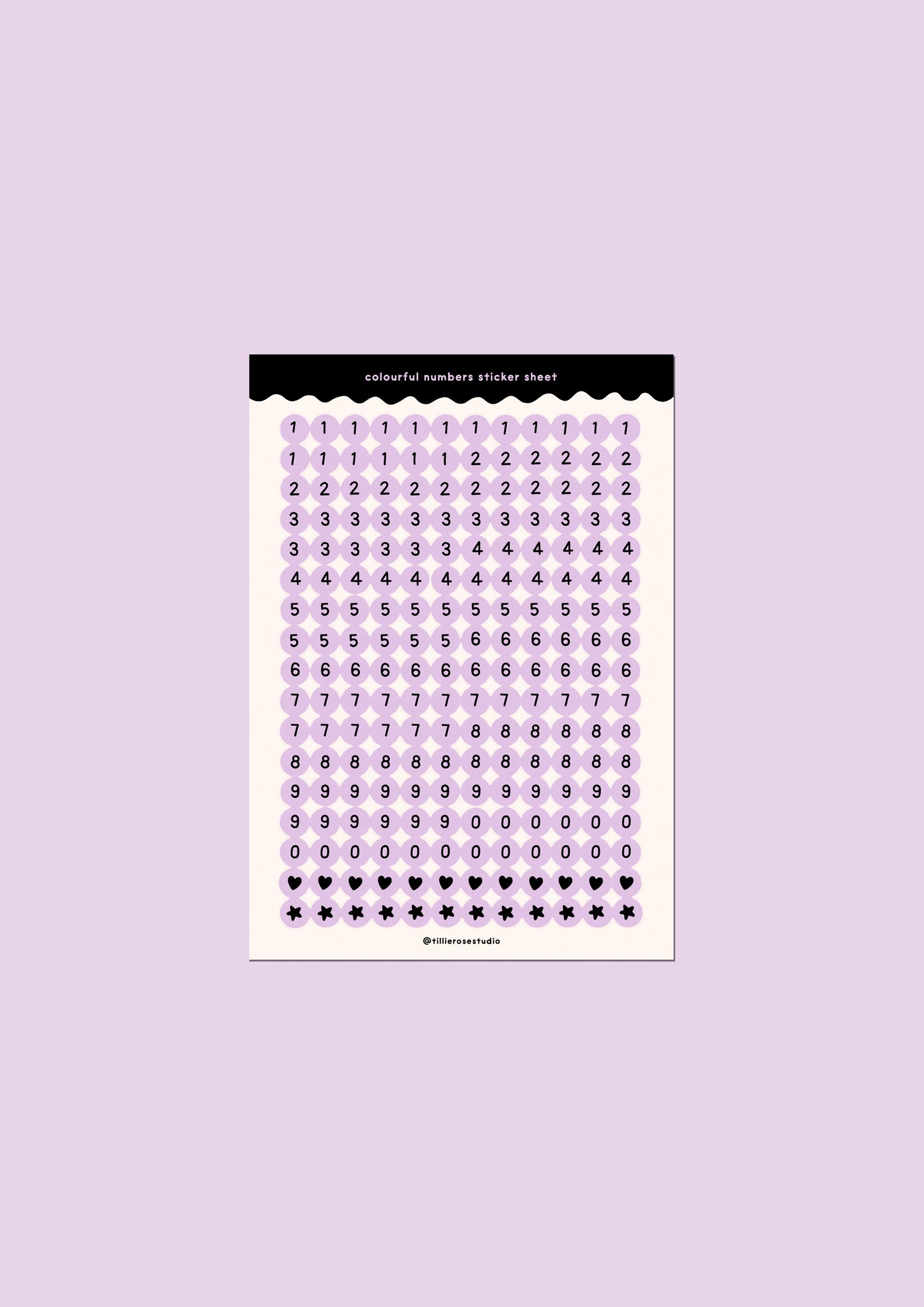 Purple and Black Number Bead Sticker Sheet