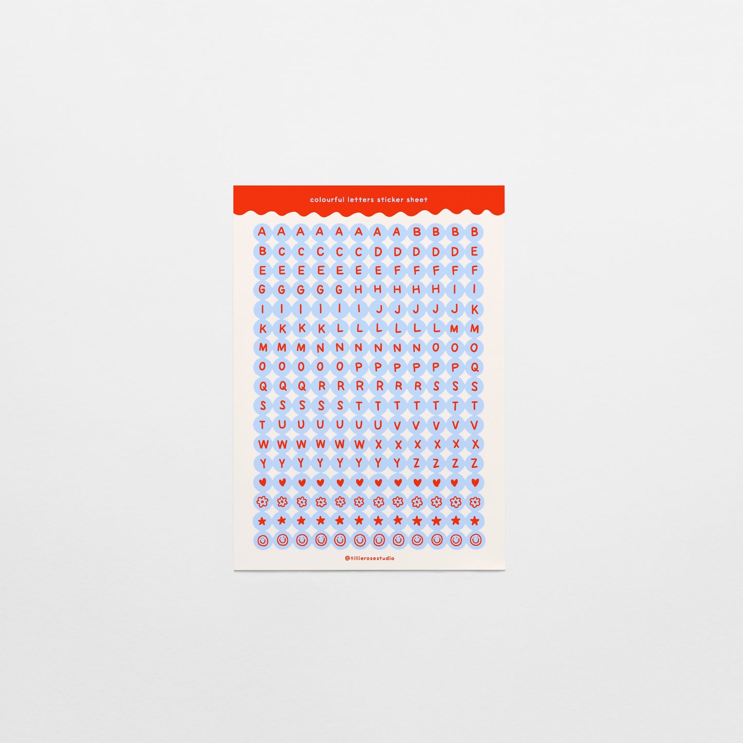 Red and Blue Letter Bead Sticker Sheet
