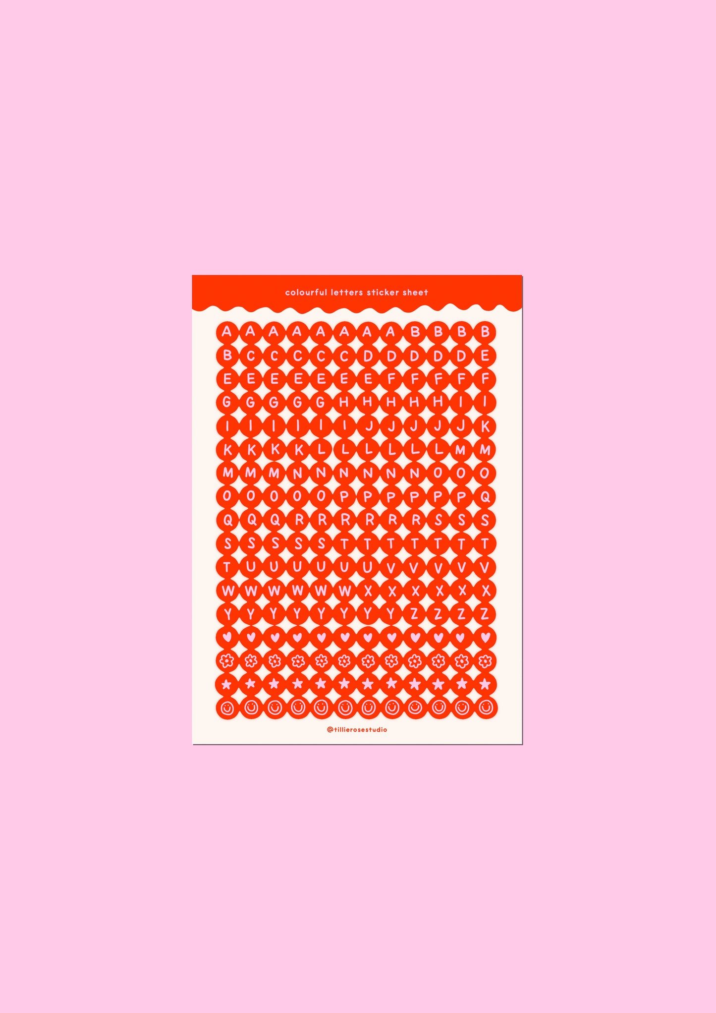 Red Letter Bead Sticker Sheet