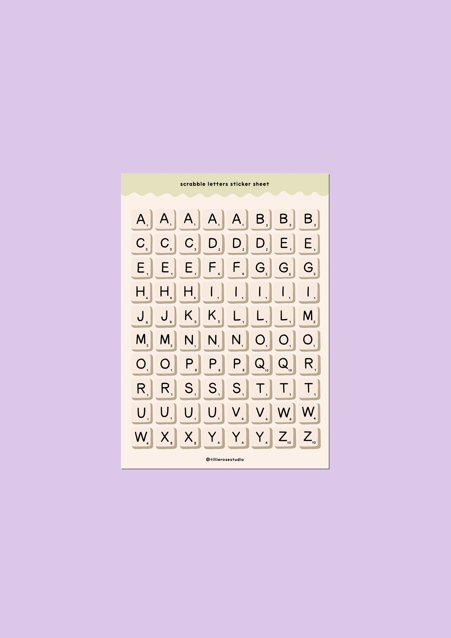 Scrabble Letters Sticker Sheet