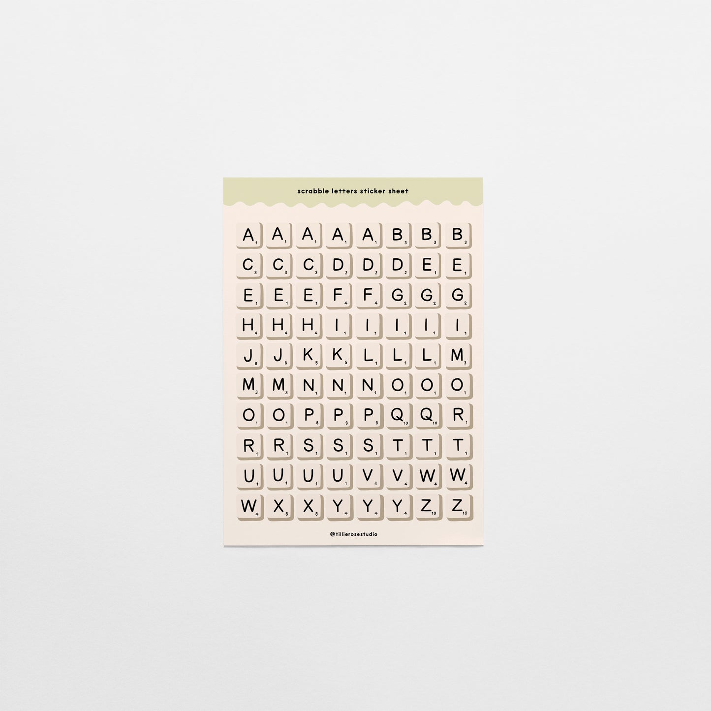 Scrabble Letters Sticker Sheet