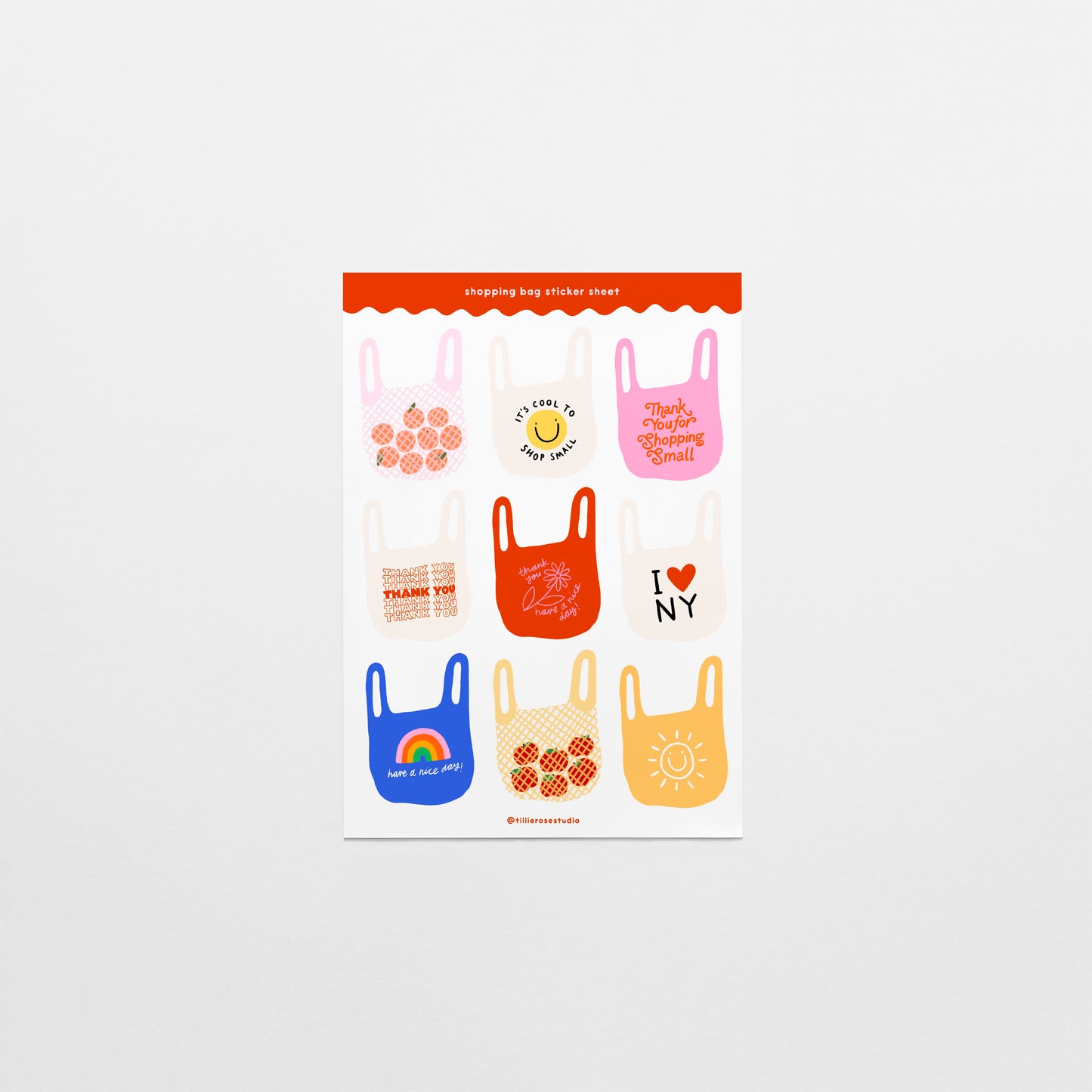 Shopping Bag Clear Vinyl Sticker Sheet