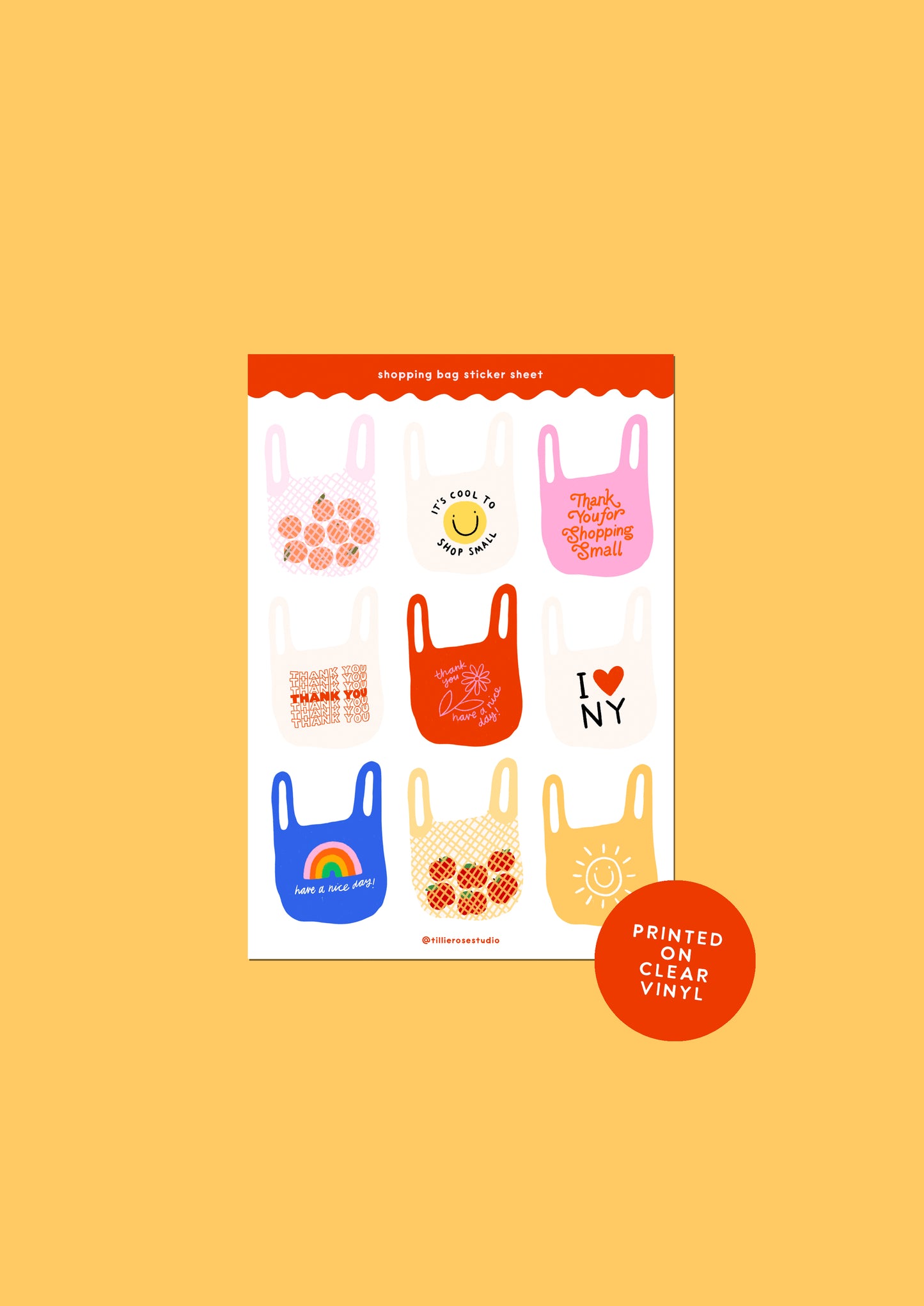 Shopping Bag Clear Vinyl Sticker Sheet