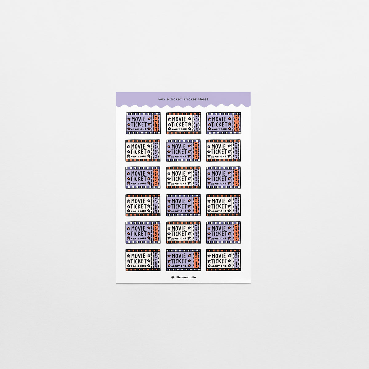 Movie Ticket Sticker Sheets