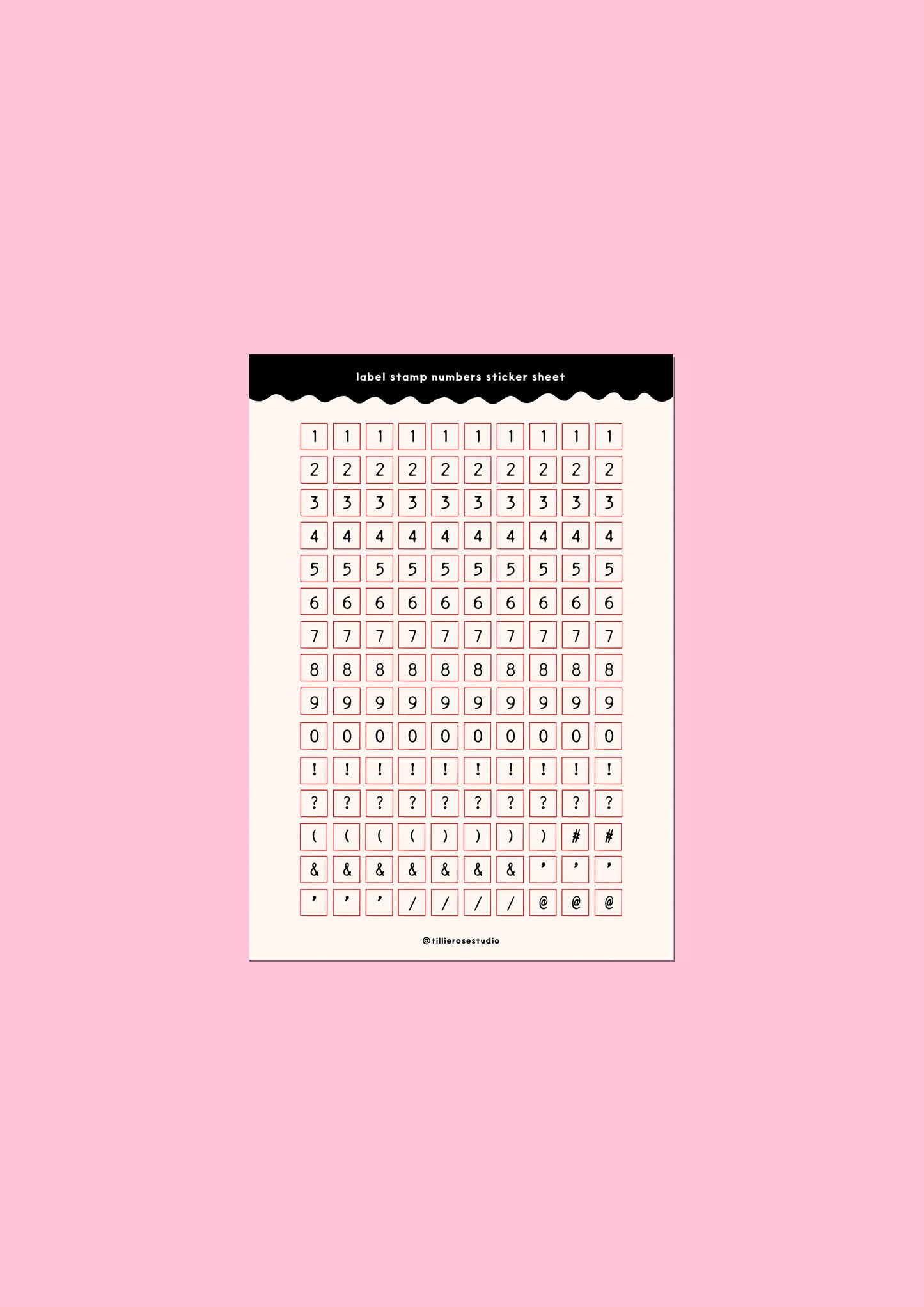 Off White Label Stamp Numbers & Punctuation Sticker Sheet
