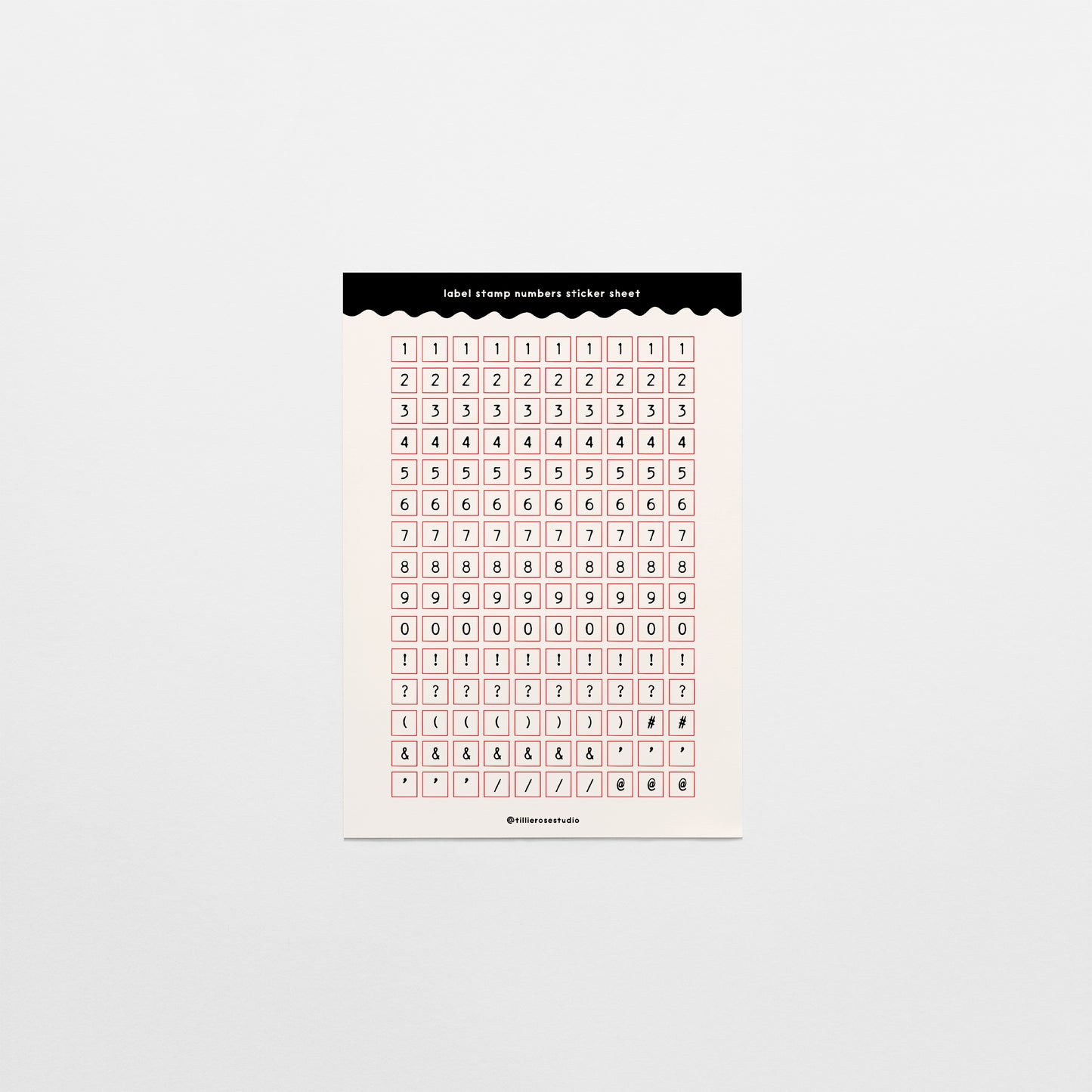 Off White Label Stamp Numbers & Punctuation Sticker Sheet
