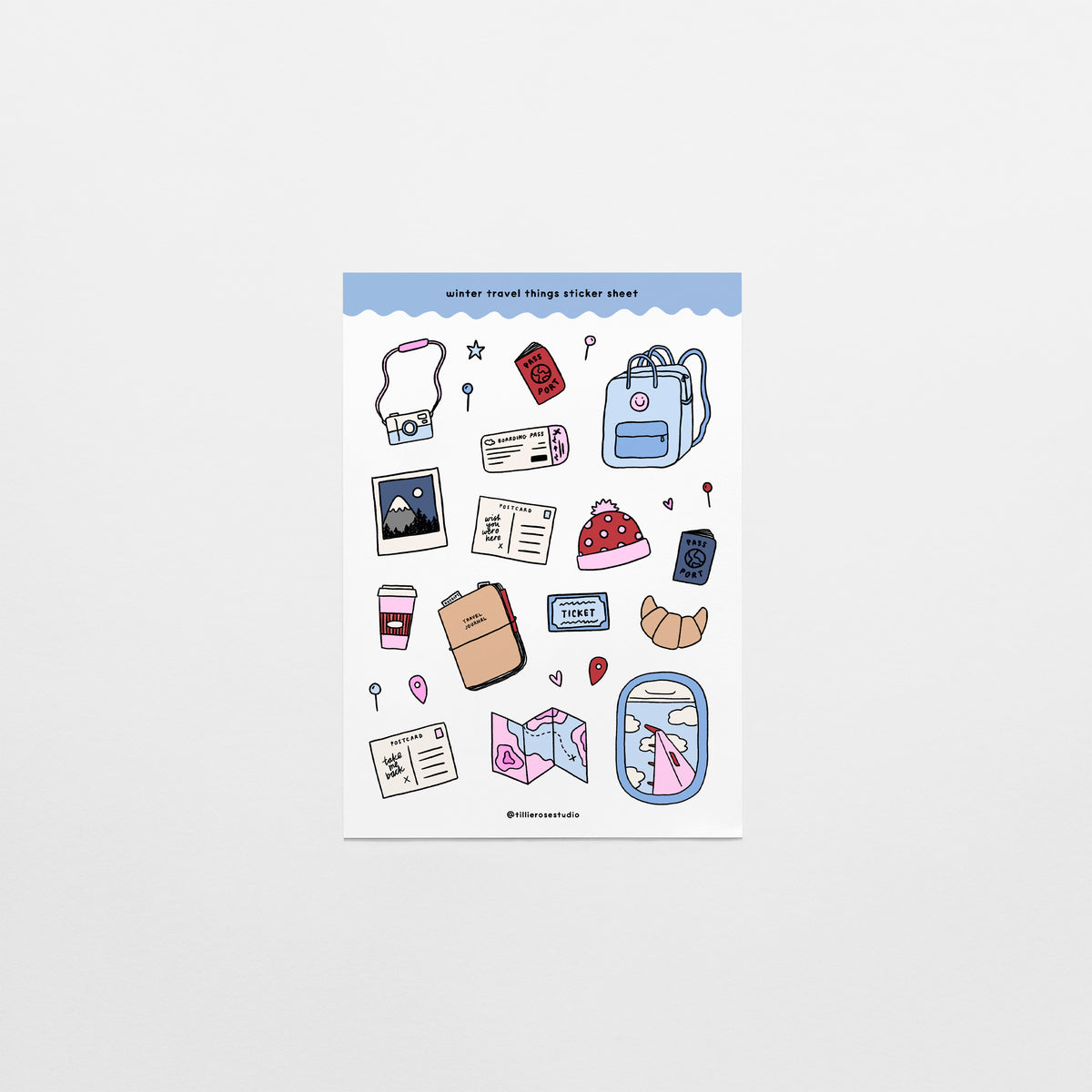 Winter Travel Things Sticker Sheet
