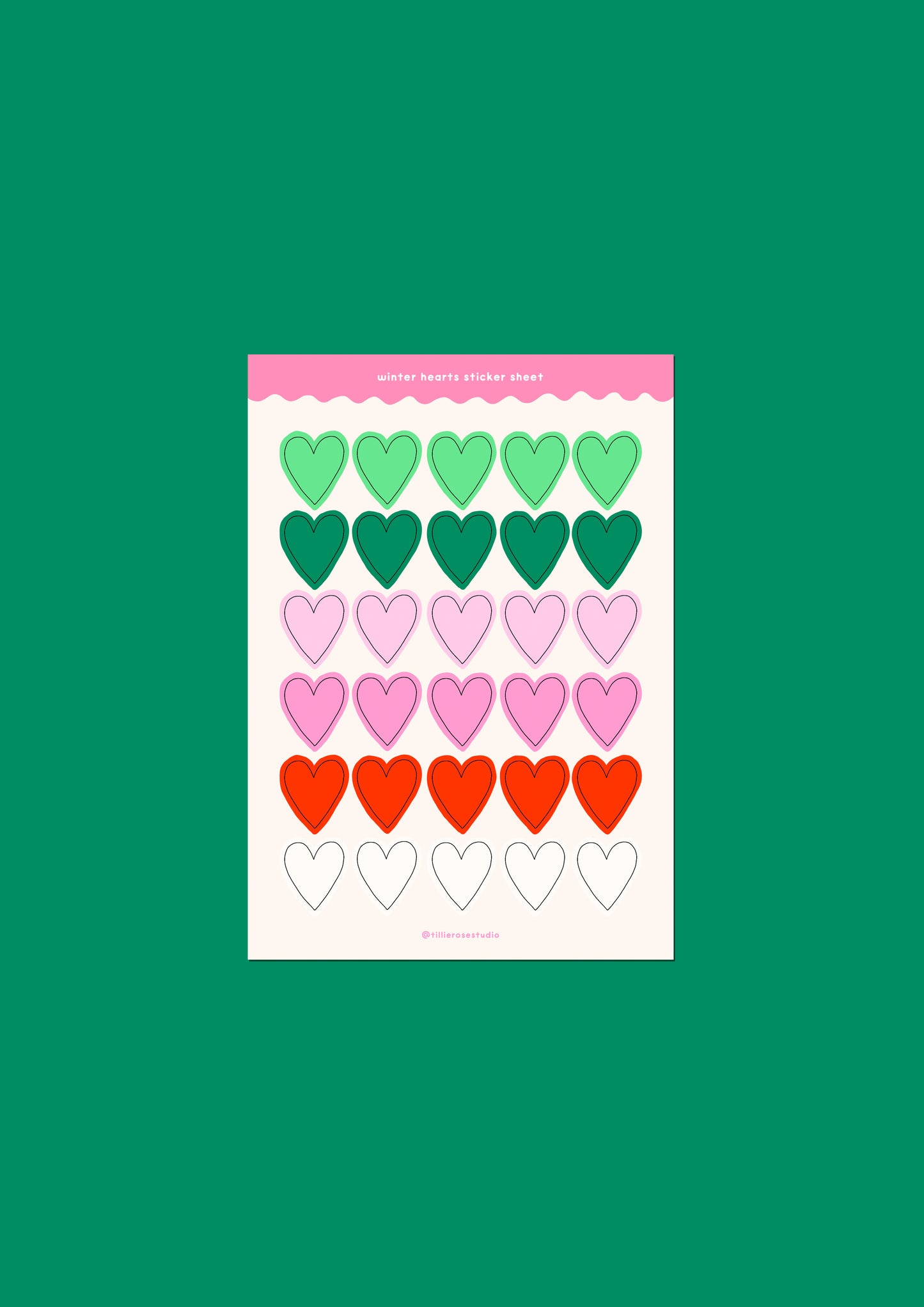 Winter Hearts Sticker Sheet